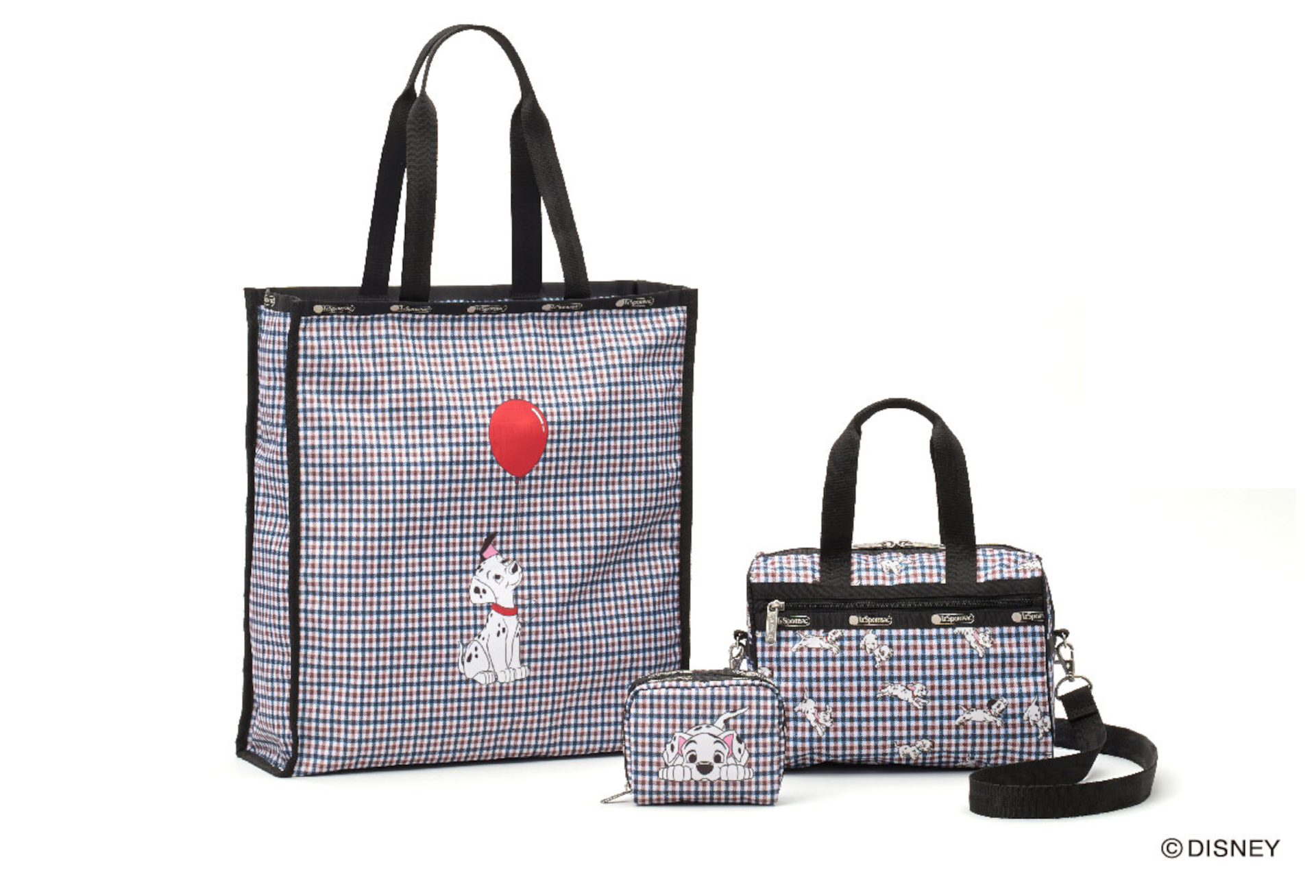 左からダルメシアン プレイドトート、スクエア コスメティック、エブリディ SMサッチェル