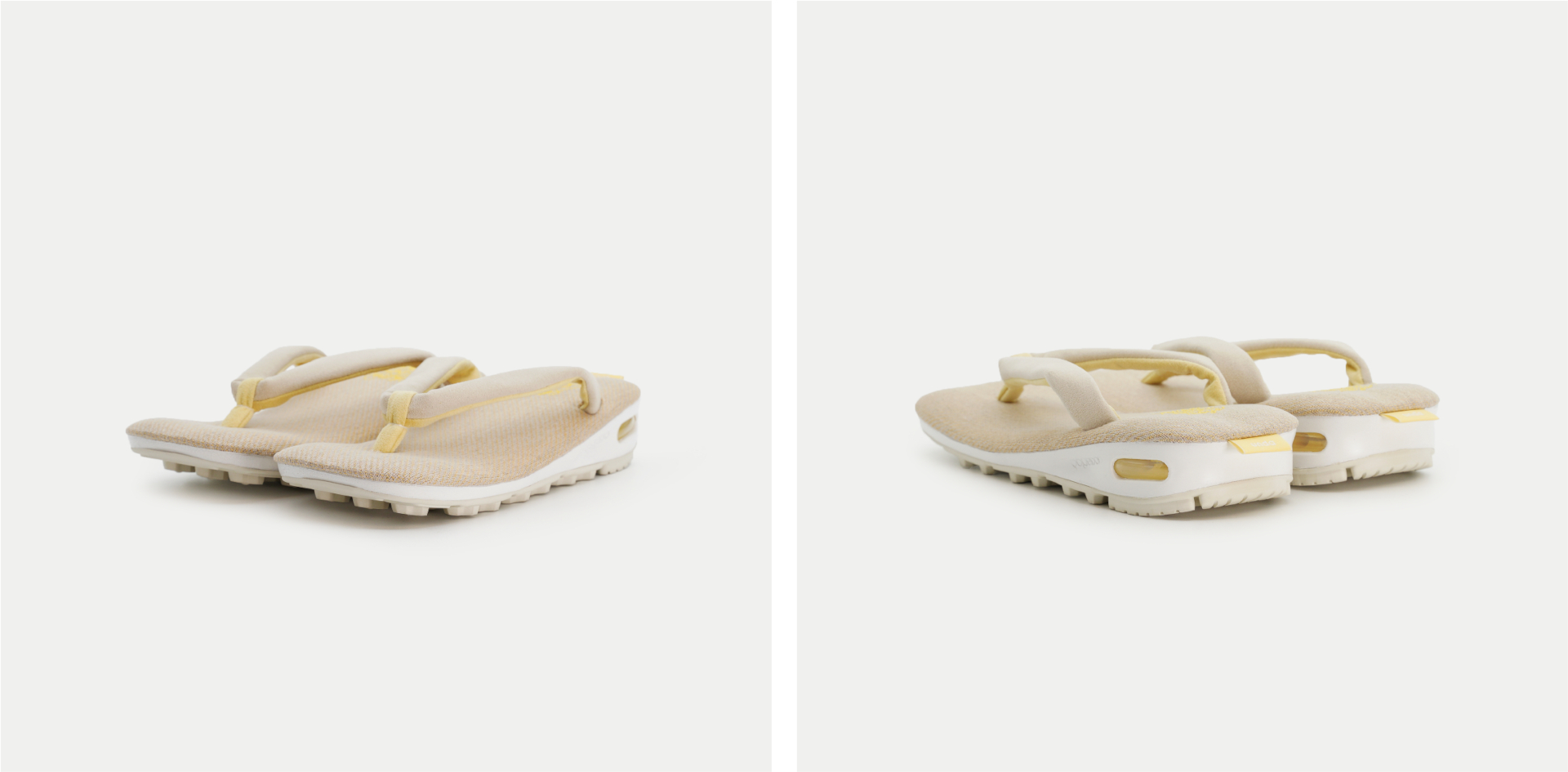 「unda-CABIN-」のフットベッドは、リネンと和紙とナイロンを丁寧に織り込んだ高耐久の生地を採用。鼻緒には自動車のシートなどにも使用される肌触りのよいウルトラスエードを採用するなど、機能性と高級感を両立している