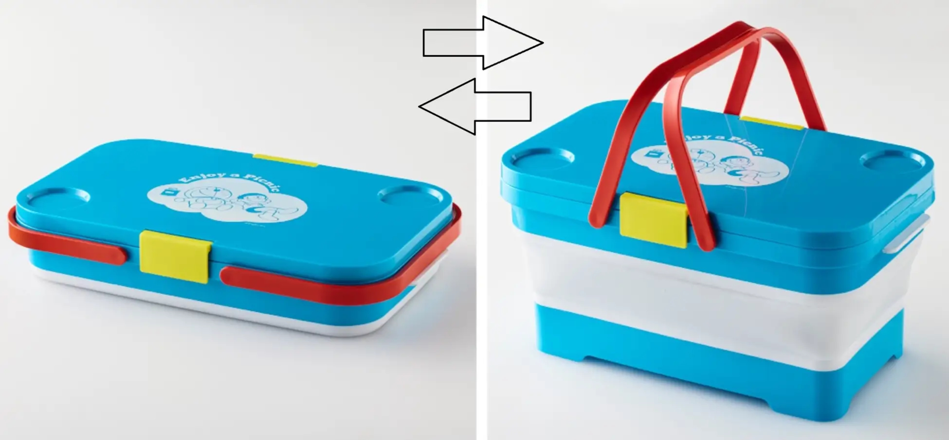 中間部が曲がってコンパクトにできる