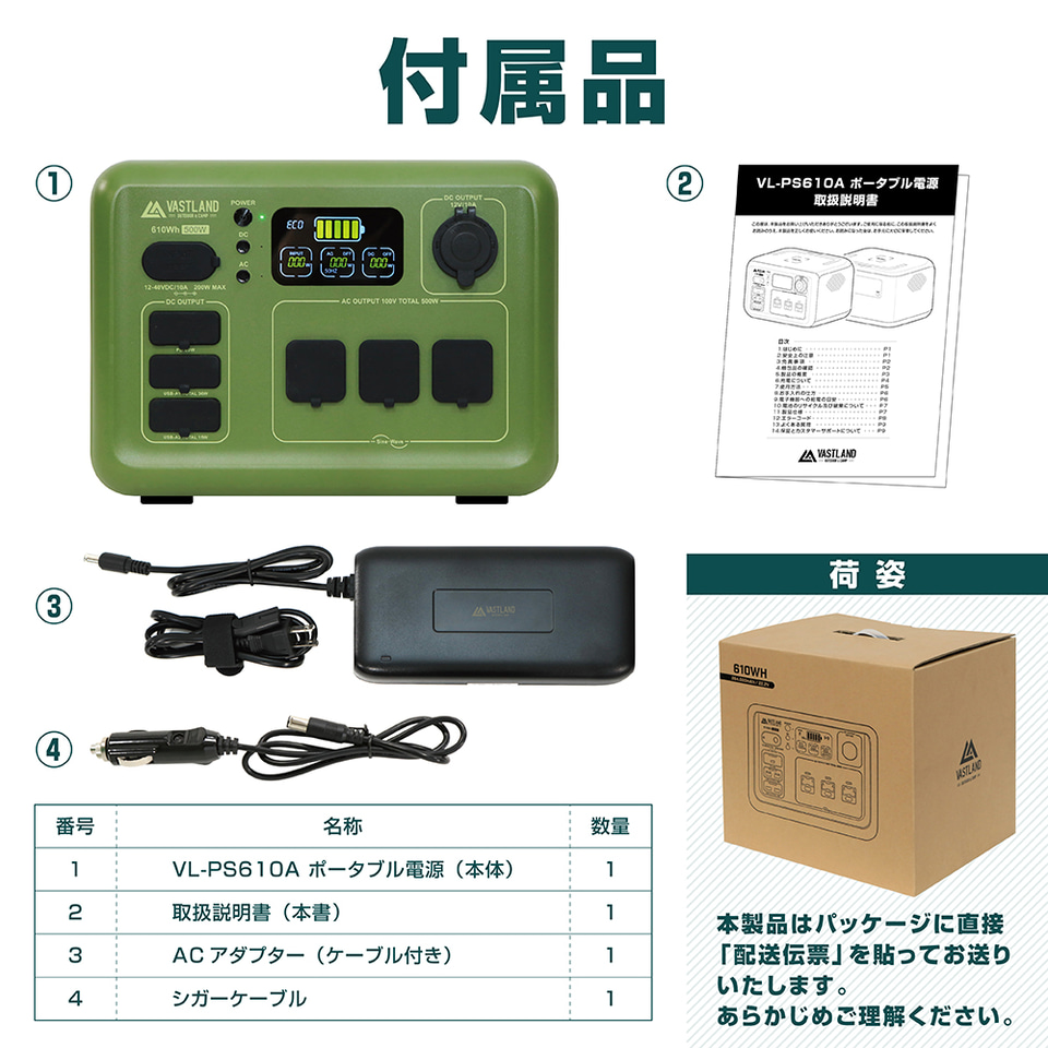 VASTLAND ポータブル電源 充電器付き VASTLAND ポータブル電源 充電器付き