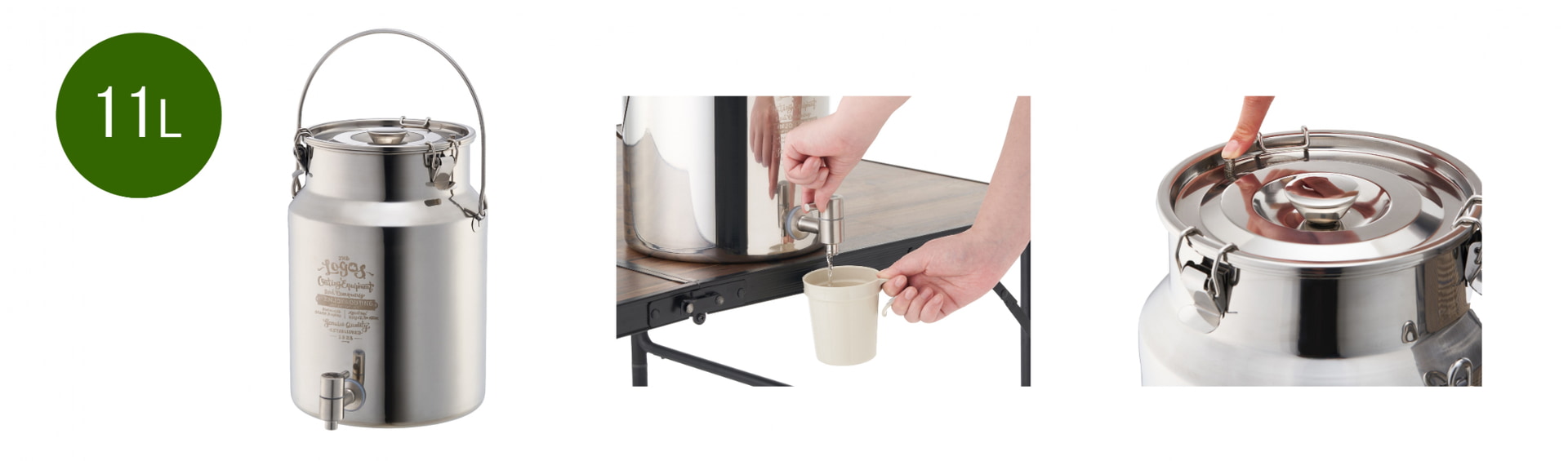 ロゴスはバレル式のドリンクサーバー「ドリンクバレルディスペンサー11」を発売した