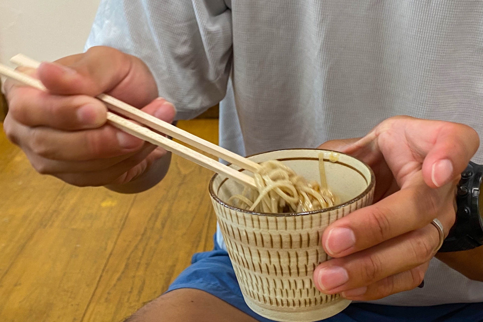 あまりの美味しさに男性陣はおかわり続出だった裁ちそば