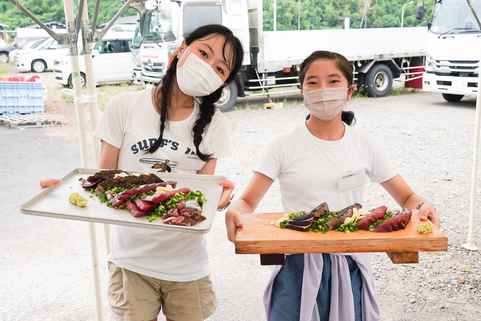カツオの刺身が完成！