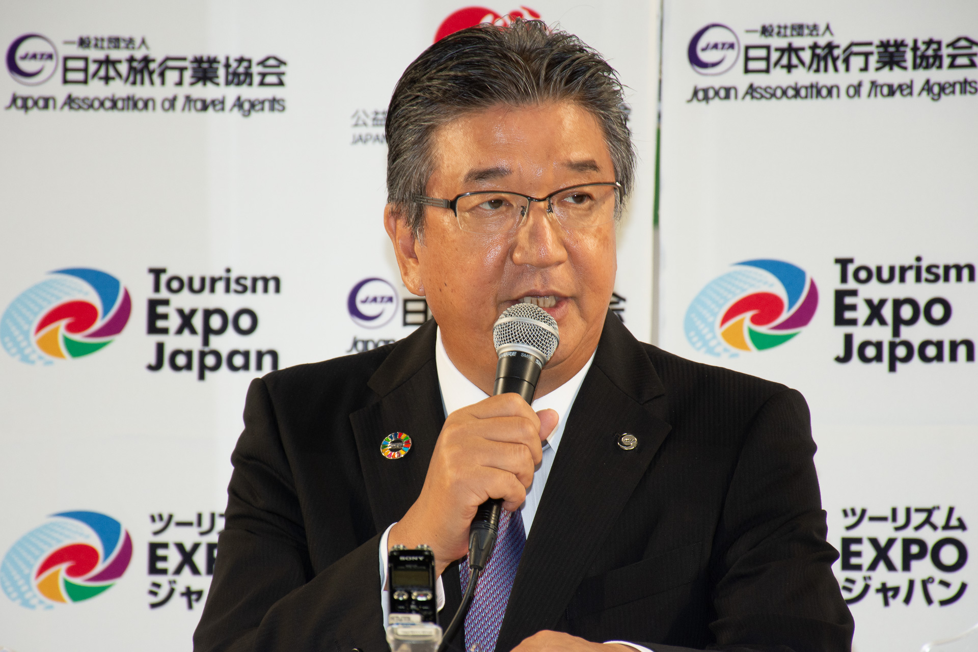 コメントを発表したJATA 会長の高橋広行氏（写真はツーリズムEXPOジャパン2022主催団体会見のもの）