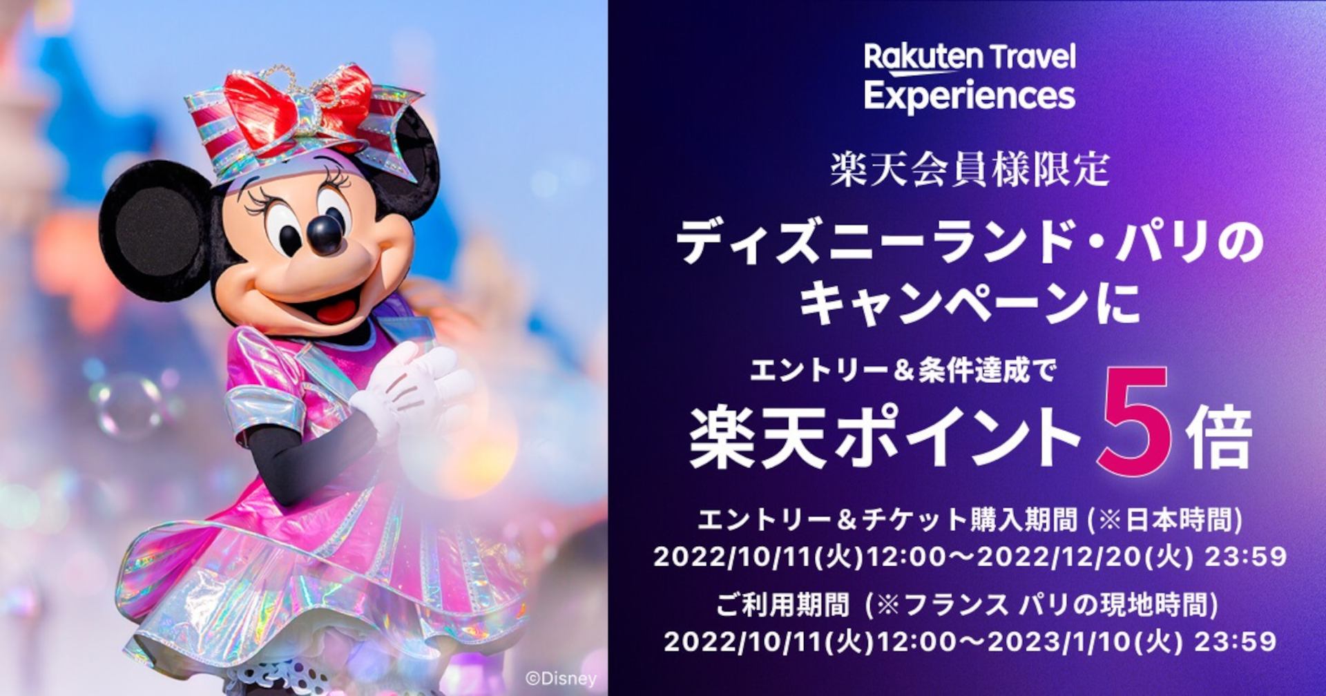 楽天トラベル 観光体験は「ディズニーランド・パリ」30周年に合わせたキャンペーンを実施中