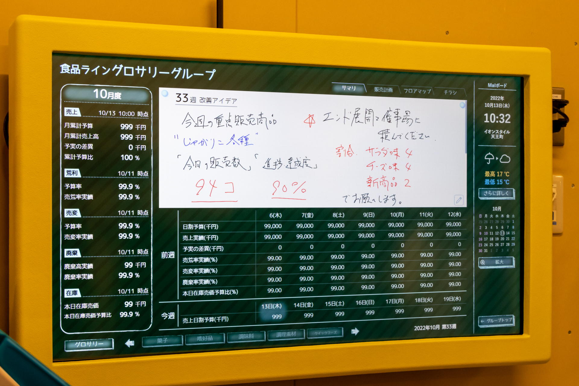 手書きメモを残すこともでき、業務指示にも使える