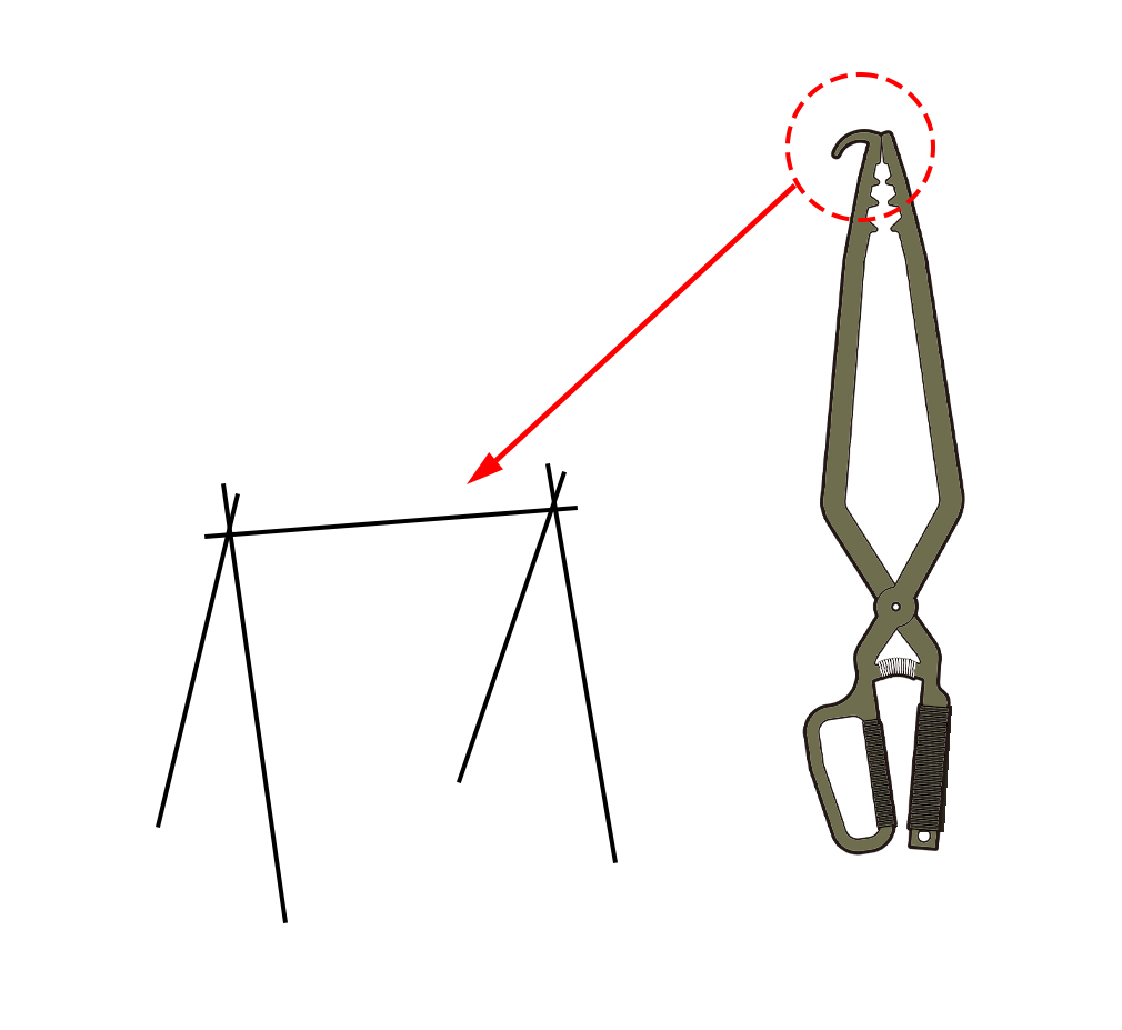 ハンギングラックに吊り下げられる