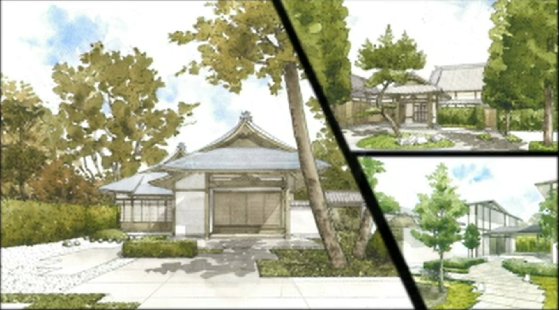 施設イメージ。「小さな風景からおおらかな集合」を生み出すことで、奈良の環境に溶け込む街並みを形成する