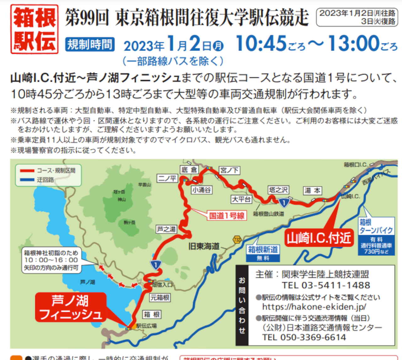 国道1号（山崎IC～芦ノ湖付近）の大型車両等の交通規制