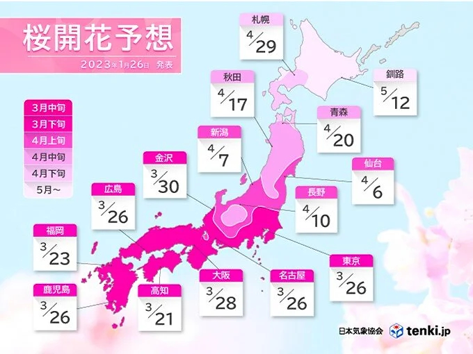 第1回2023年桜開花予想