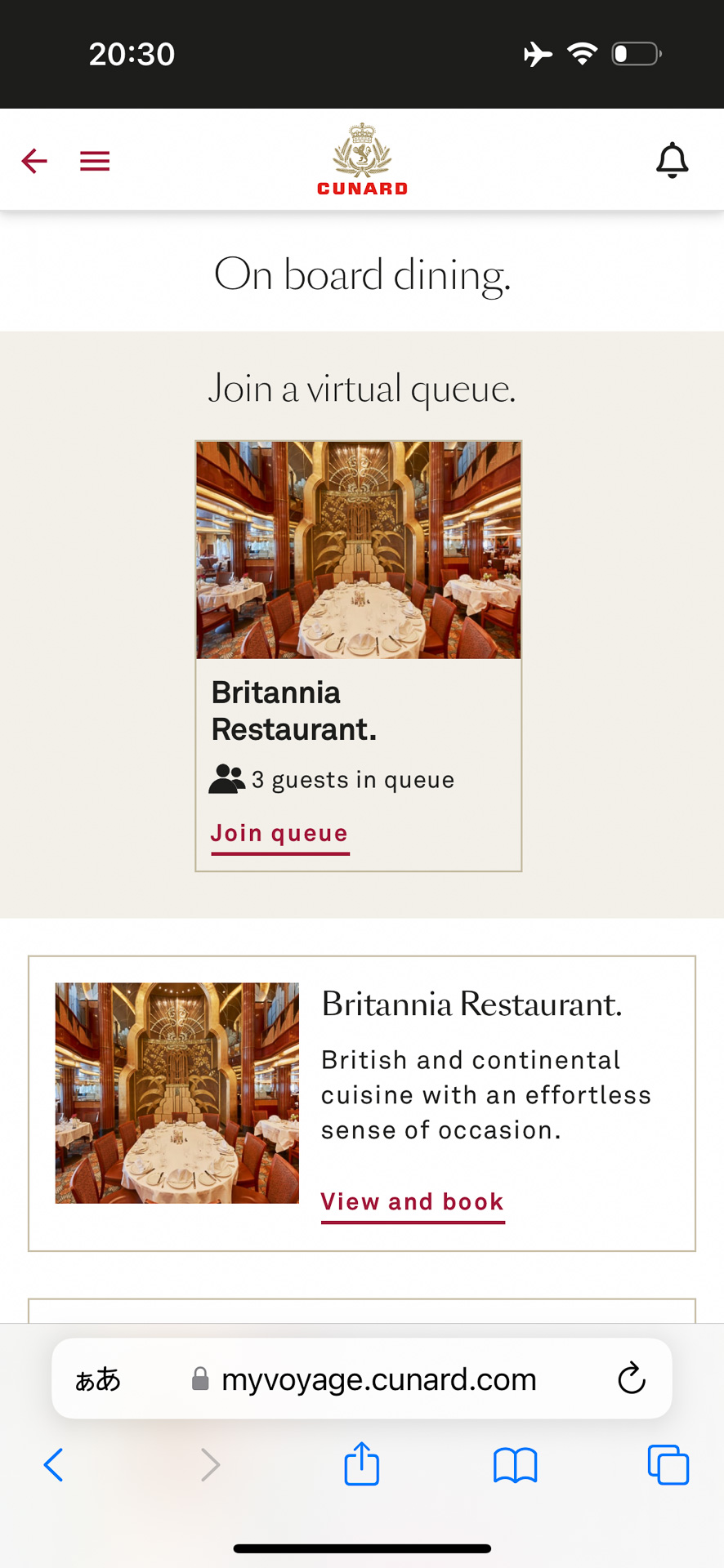 ブリタニア・レストランには現在3人が並んで待っていることが分かったり……