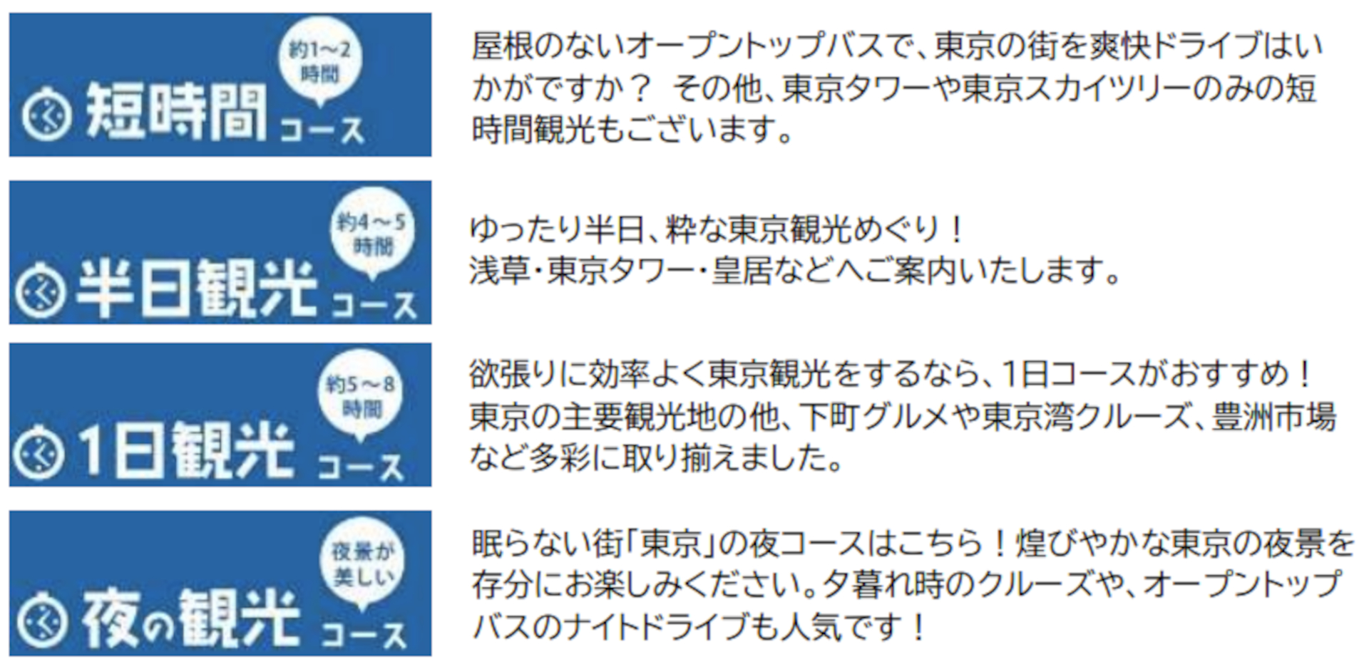 予約可能なコース