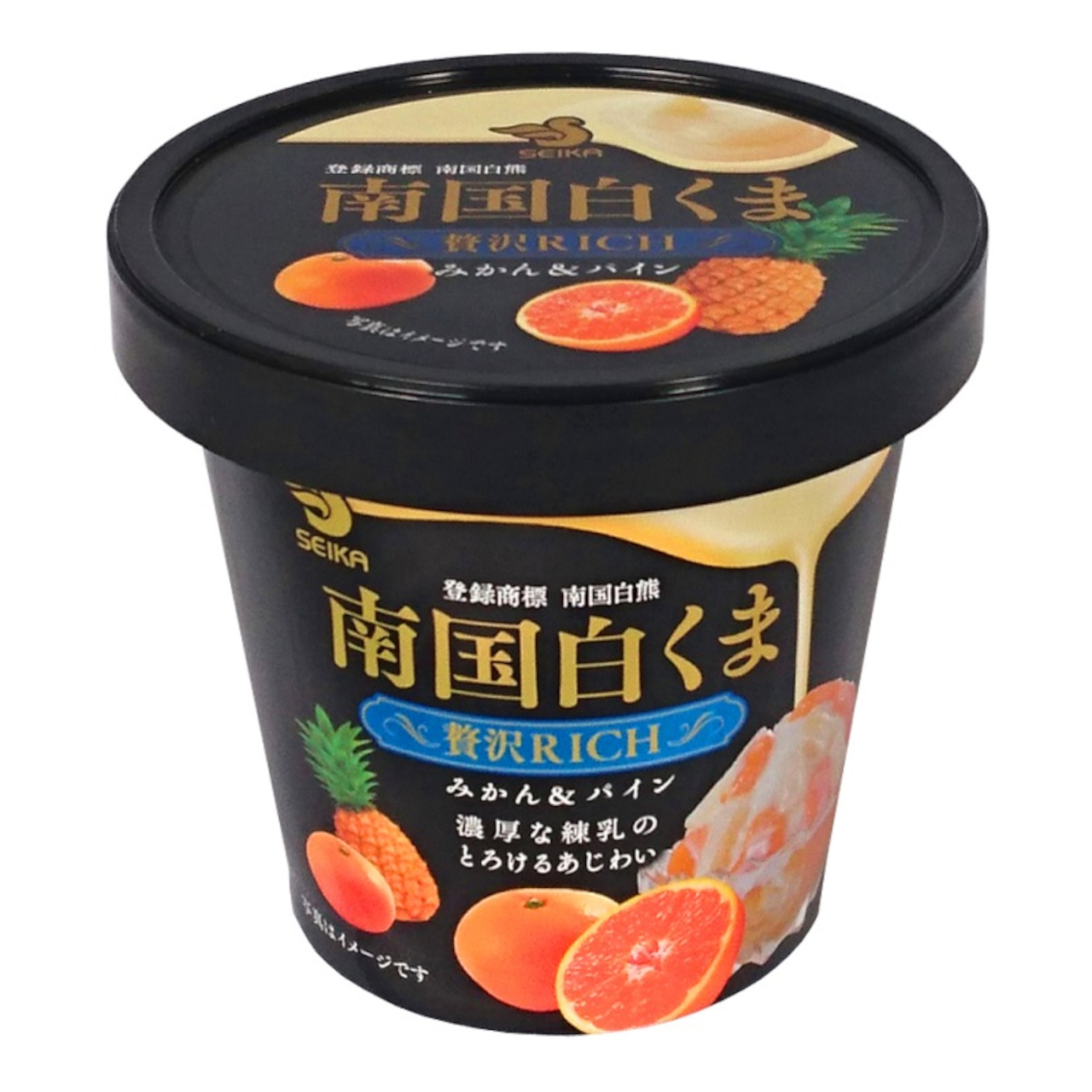 鹿児島名物のかき氷「南国白くまアイス（みかん＆パイン）」（350円）