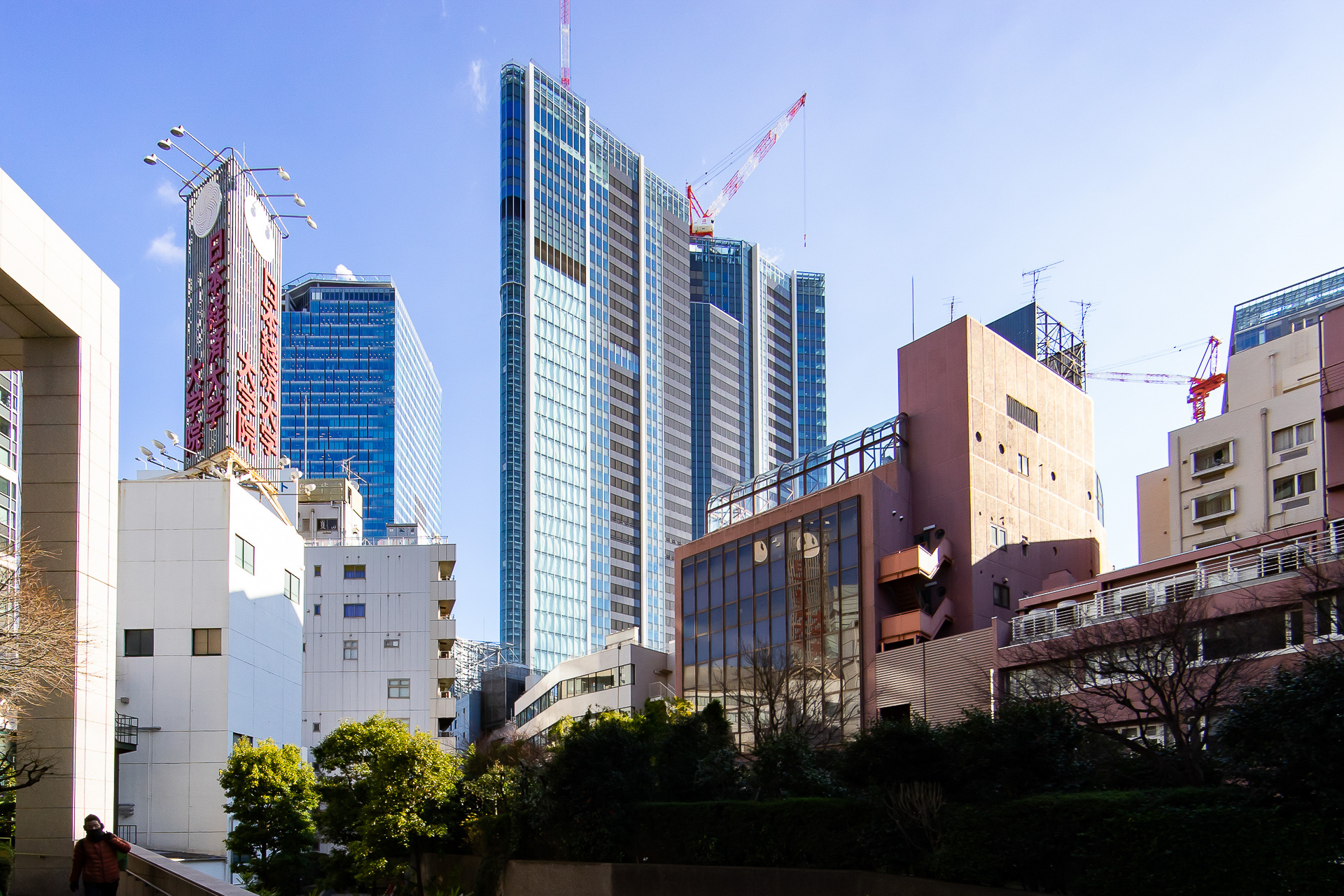 少し離れて丘を登り南平台町方面から見たところ