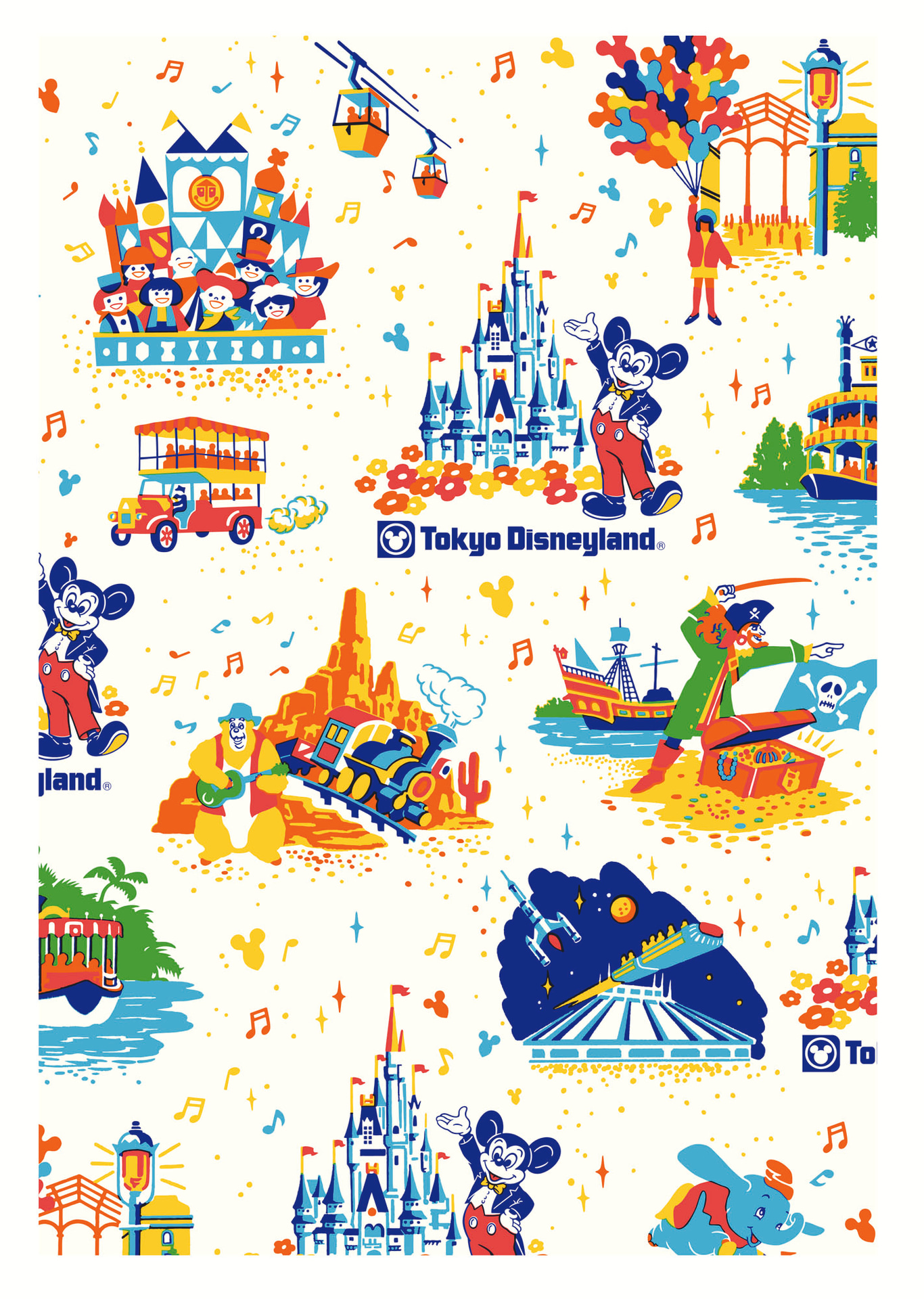 東京ディズニーランドのスポットを散りばめたもの