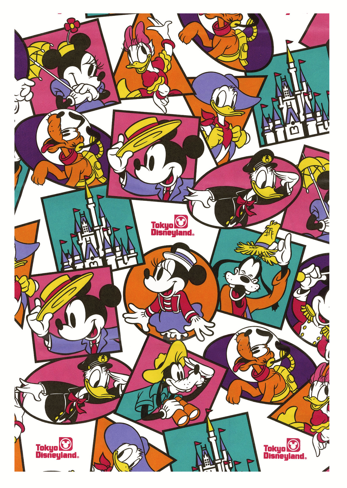 ミッキーマウスたちがカラフルに描かれている