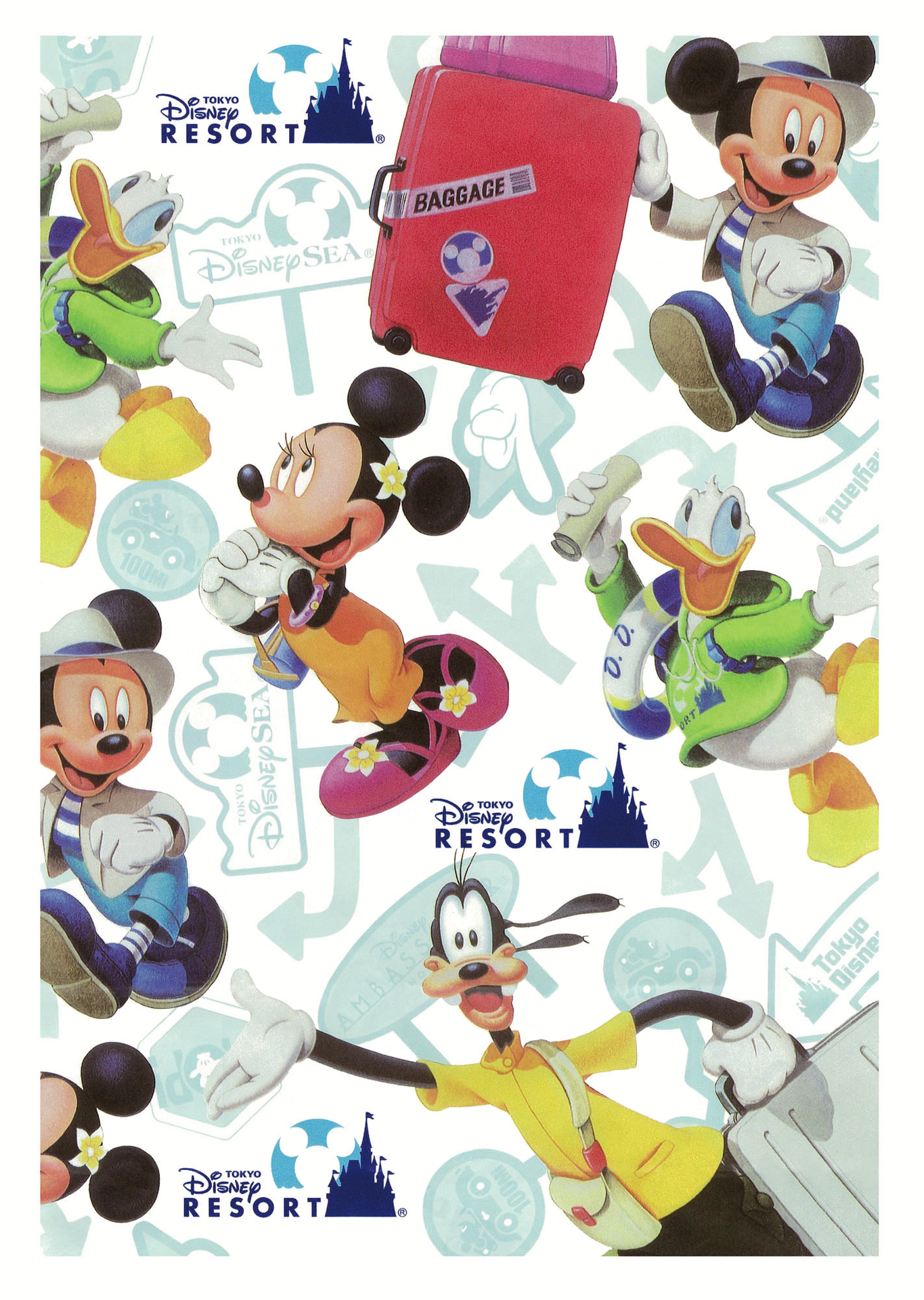 ミッキーマウスと仲間たちが旅行を楽しんでいる様子