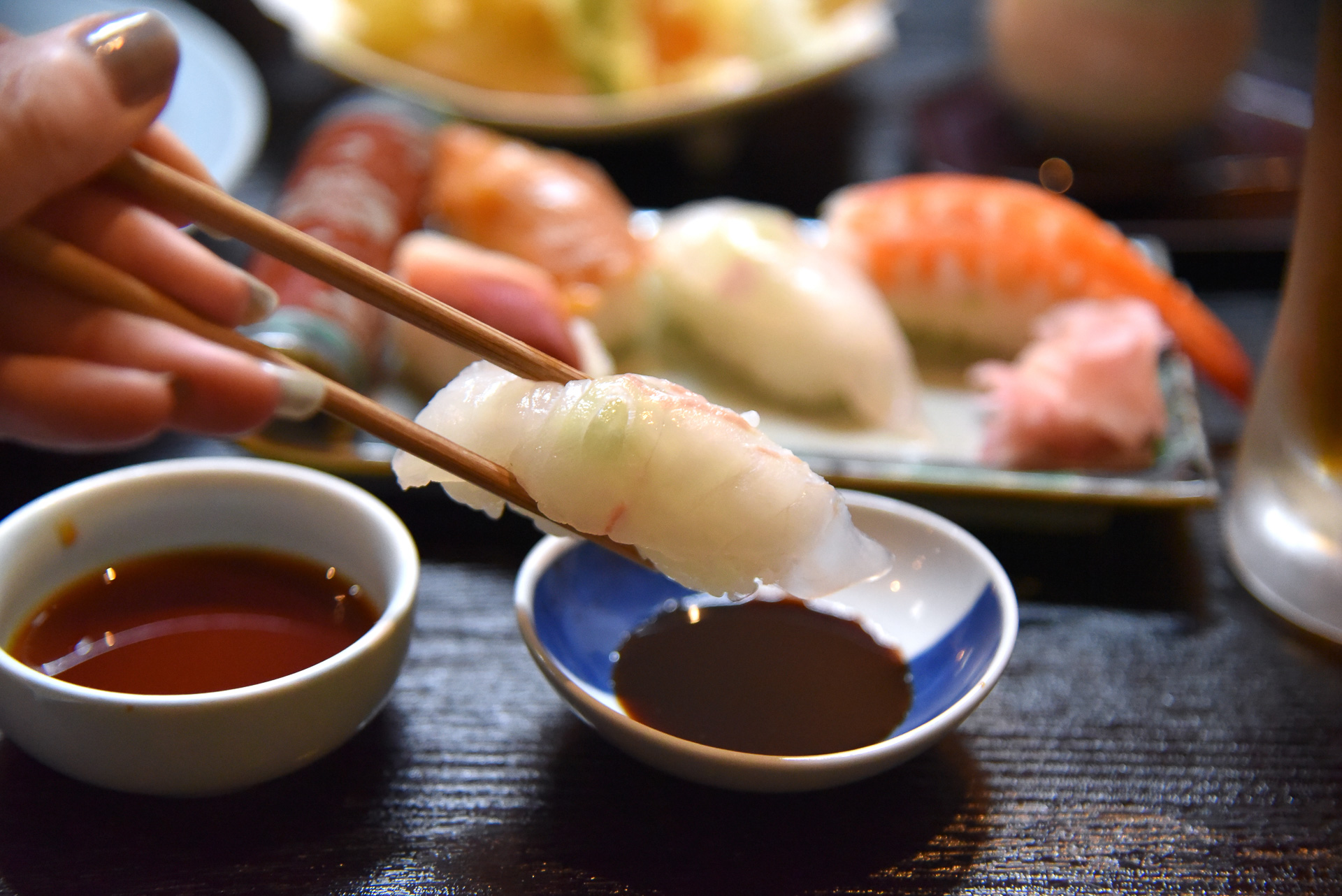 わさびが透けるほどの透明度。美味しいが凝縮！