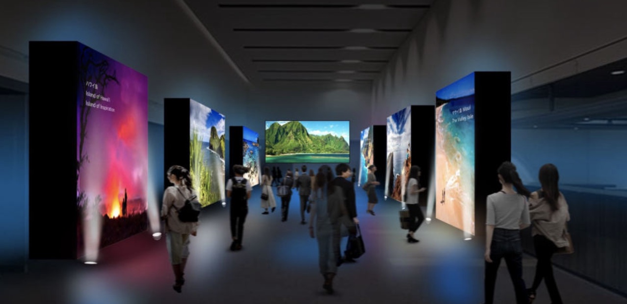 入口から会場までのホワイエにはハワイ6島の世界観を演出