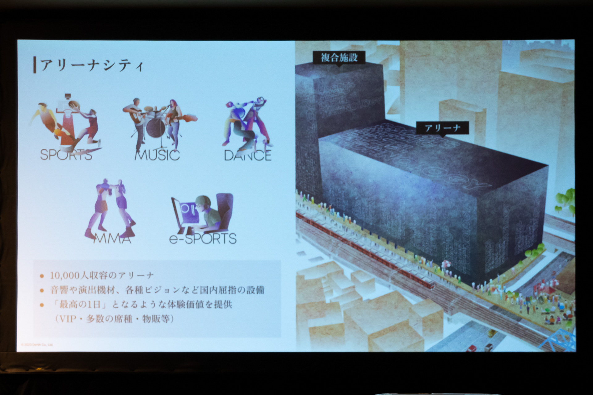 アリーナではバスケの試合に加え、音楽ライブやeスポーツの競技会なども開催したいとしている