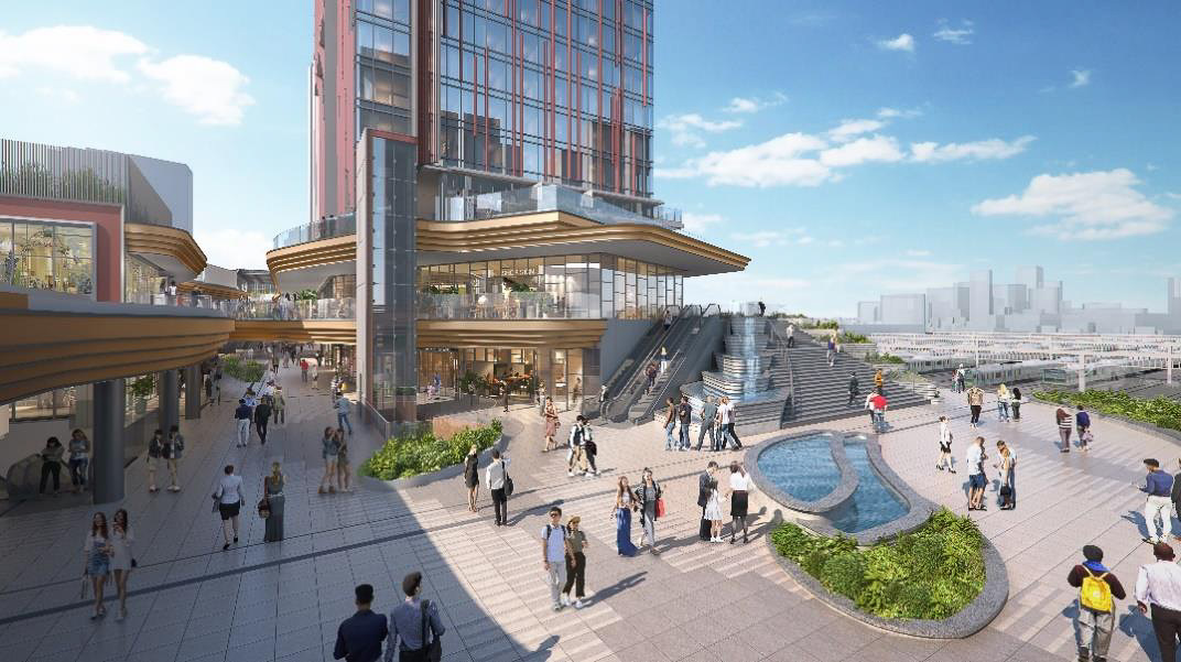 JR東日本が「大井町駅周辺広町地区開発（仮称）」に本格着手する。画像は駅前広場のイメージ図