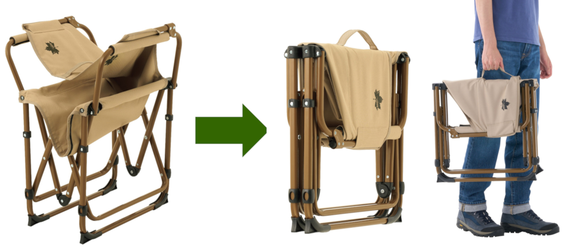折り畳むと10×52×48cm（縦×横×高さ）になり、バッグのように持ち運べる