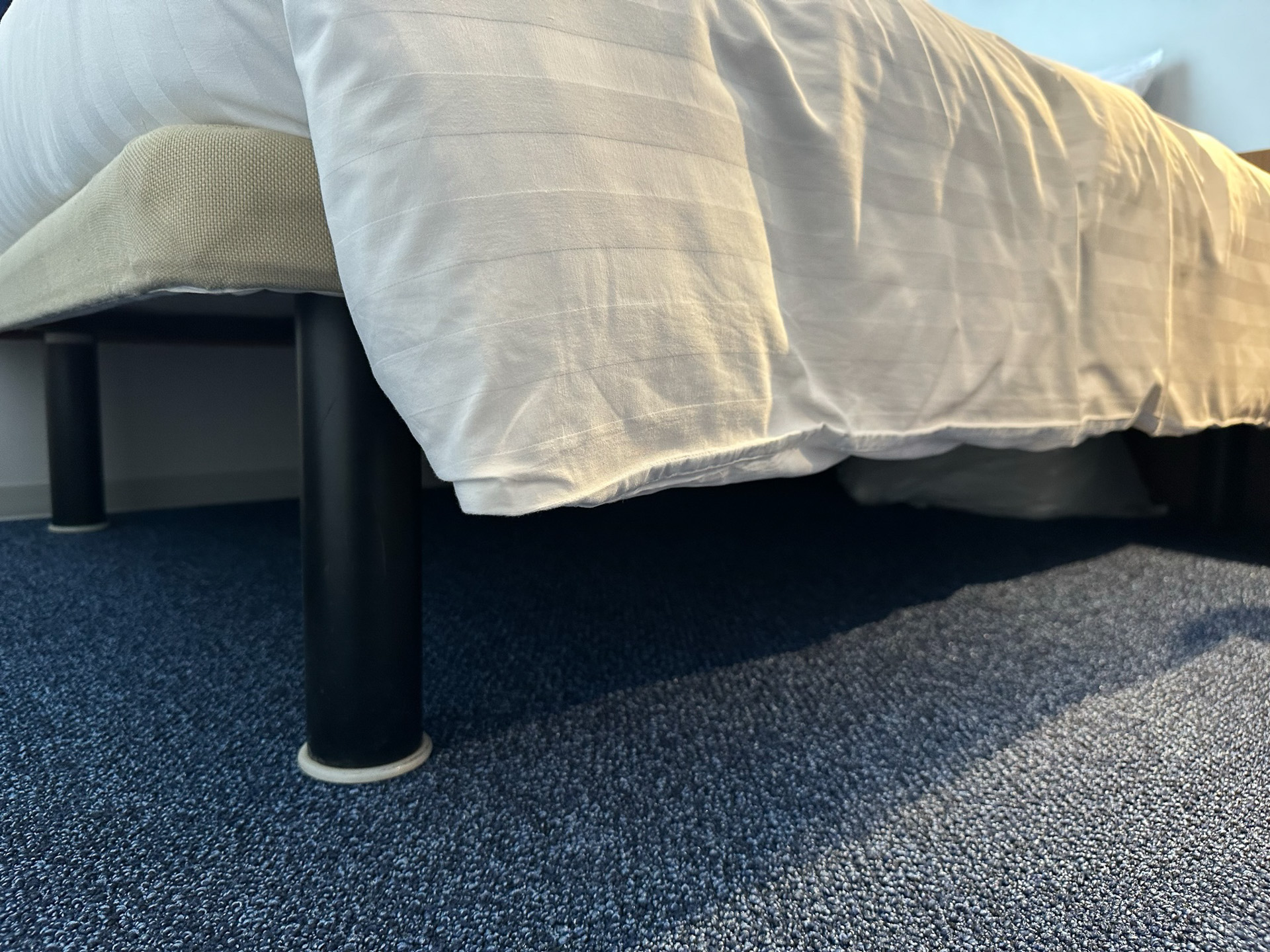 ベッド下の空間には荷物を入れられる