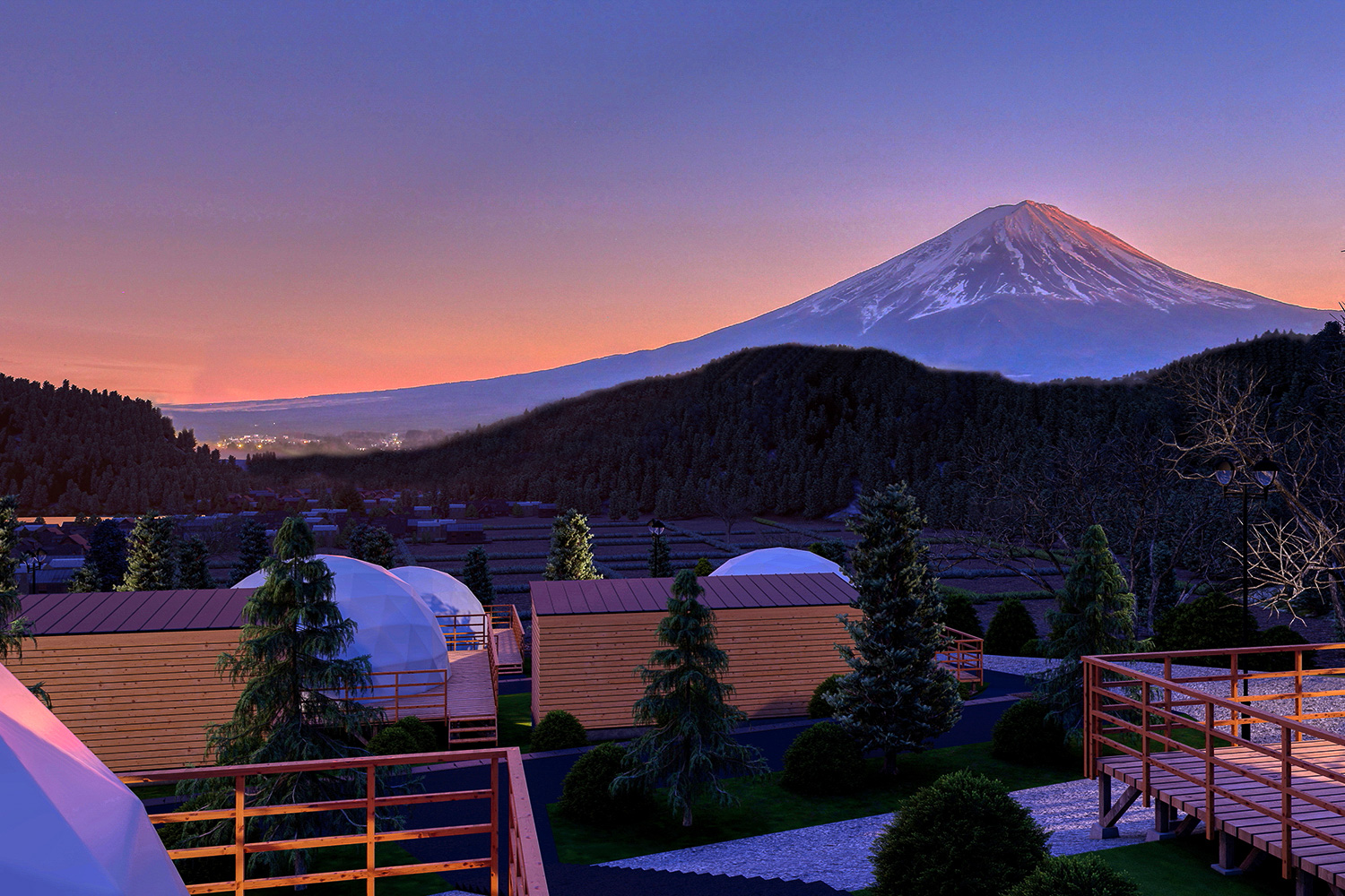 富士山と河口湖を一望できる立地