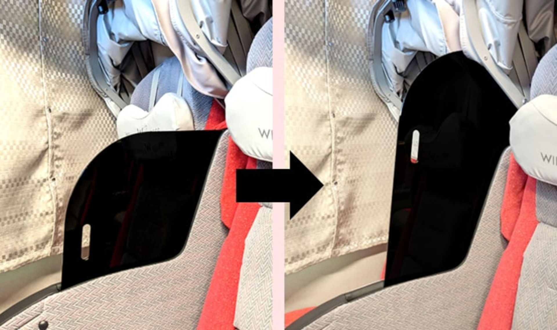 2席間のパーテーションを可動式に変更