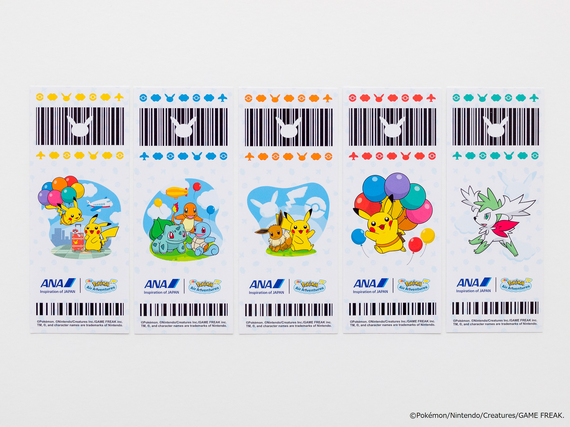 搭乗記念品のステッカー（5種類のうち1つ）