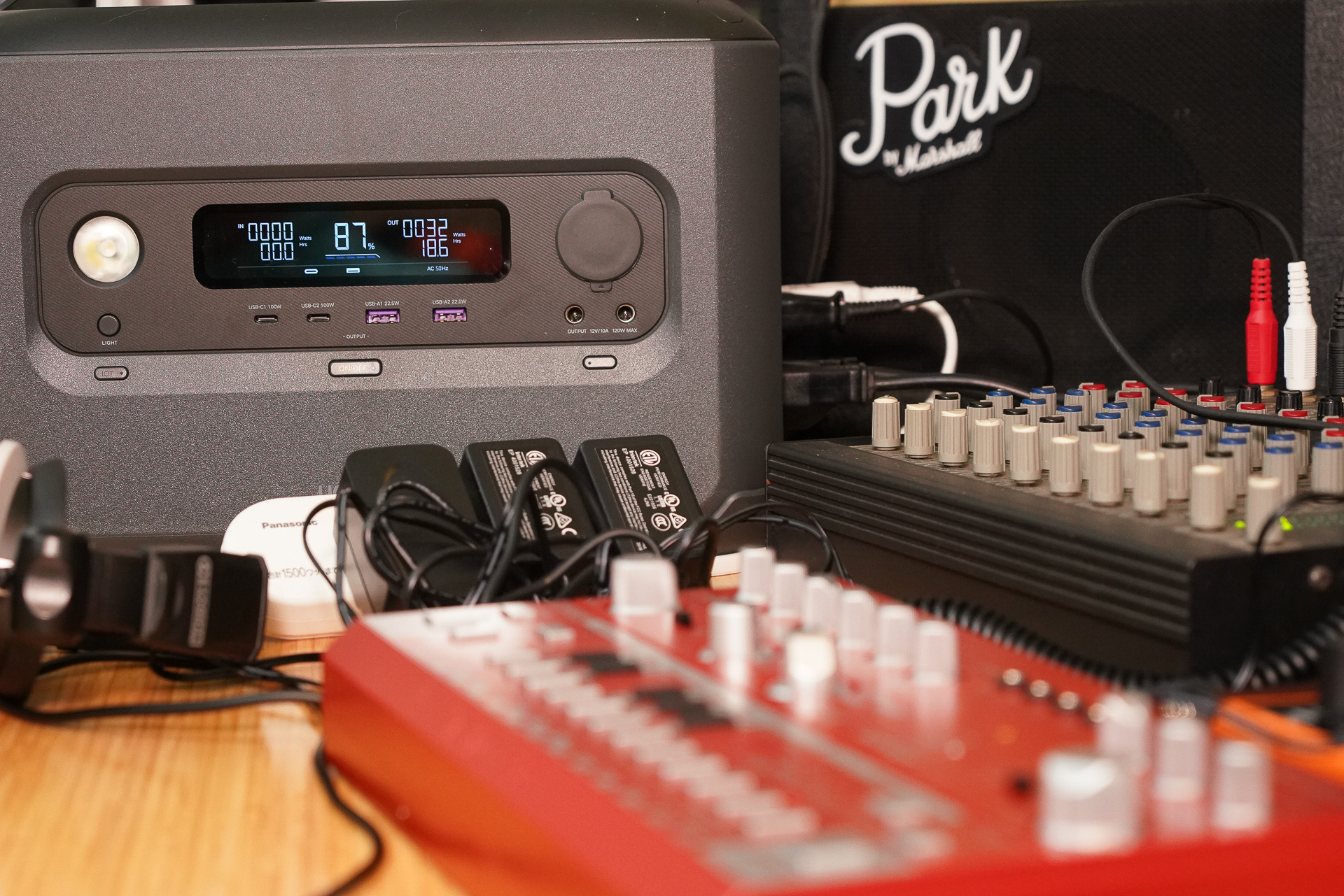 アナログシンセやエレピなど入れても30W程度。まったく問題なし