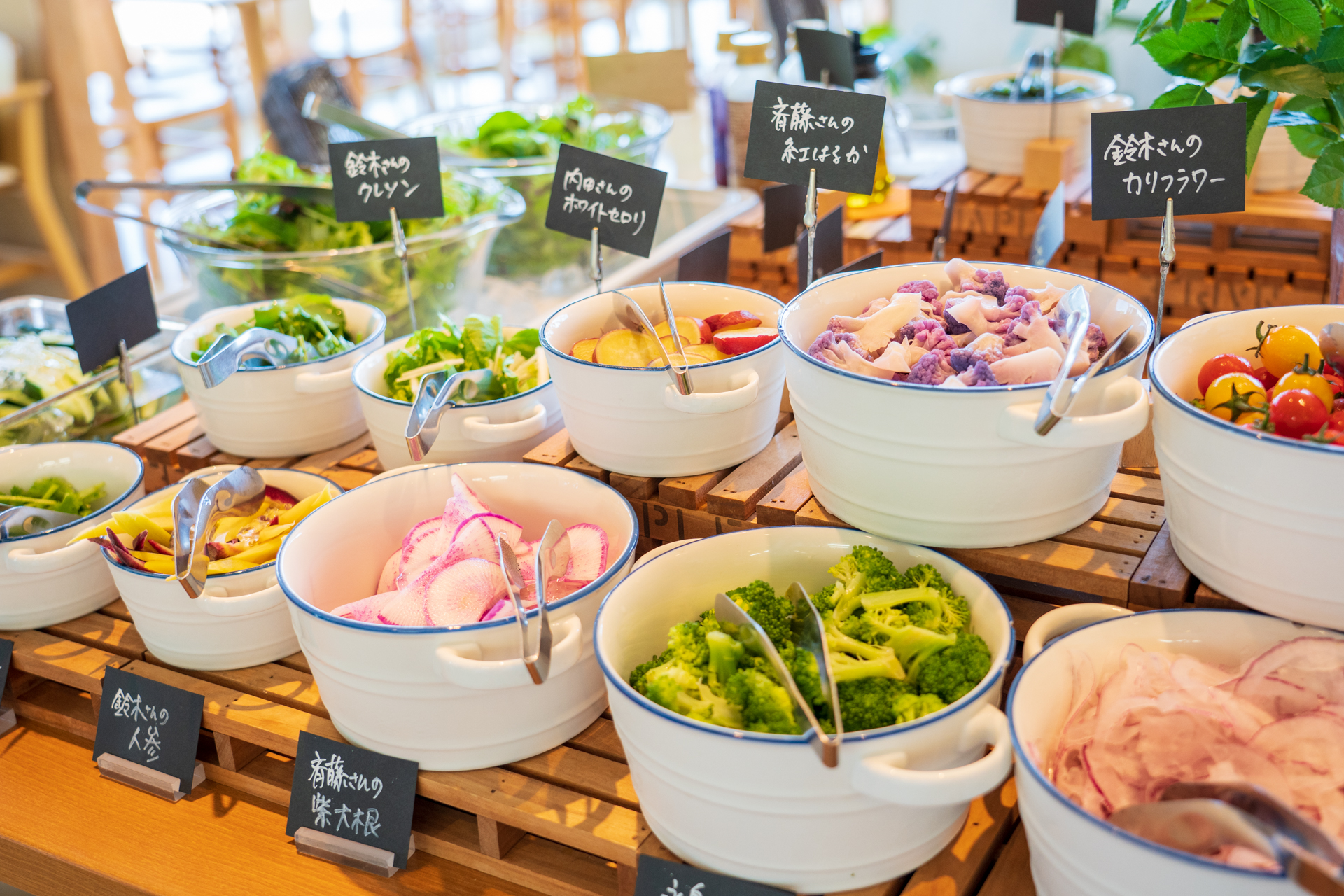 色とりどりのサラダバーが大人気