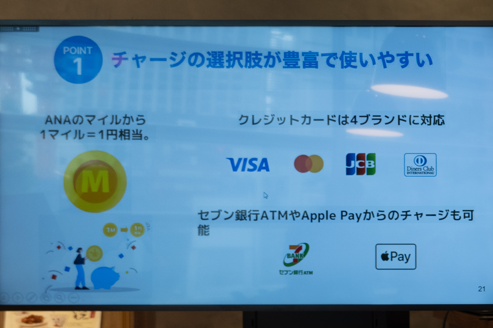 金子氏の示した、ANA Payの新機能をまとめたスライド