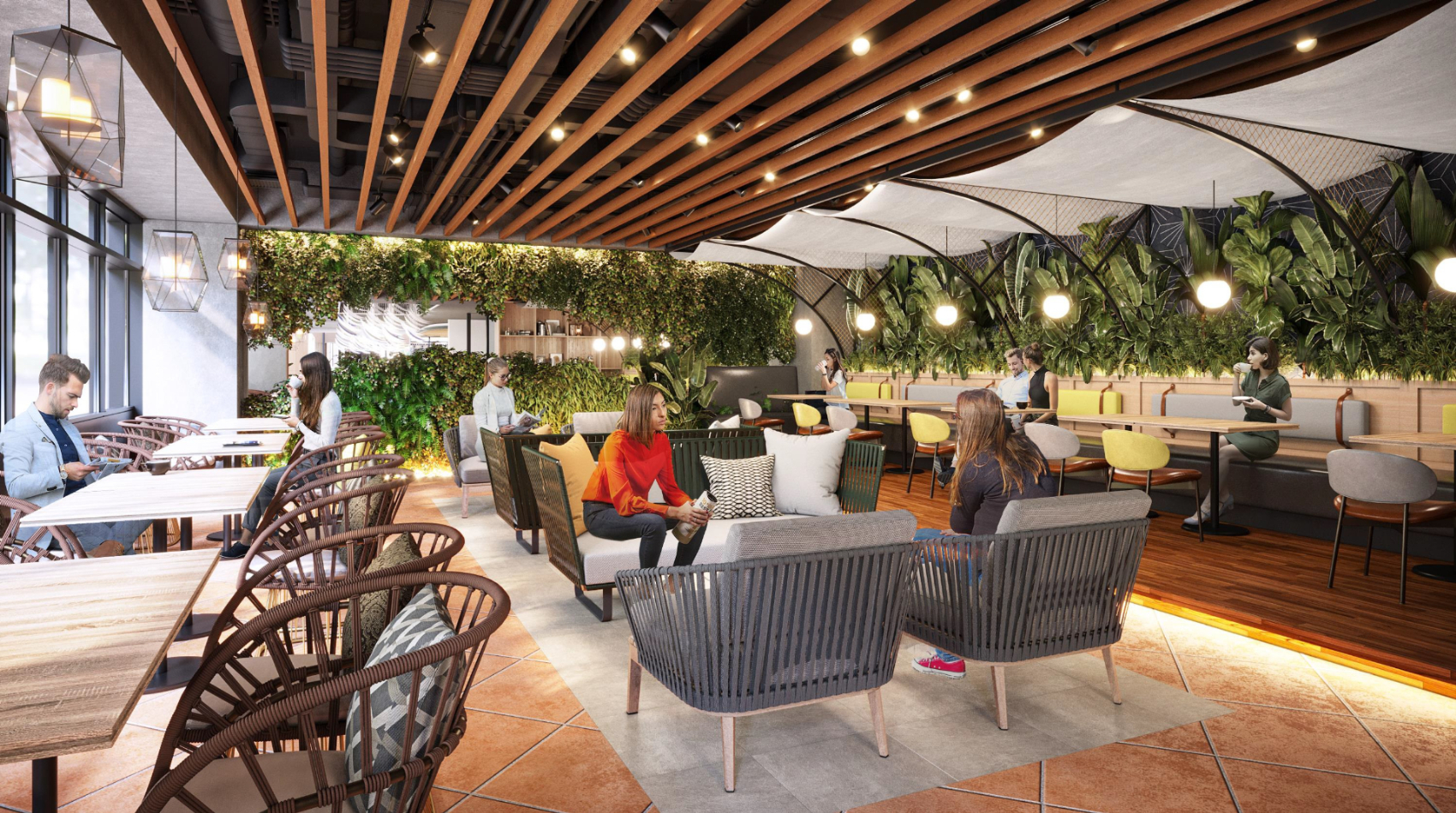 1階のソーシャルラウンジとレストラン