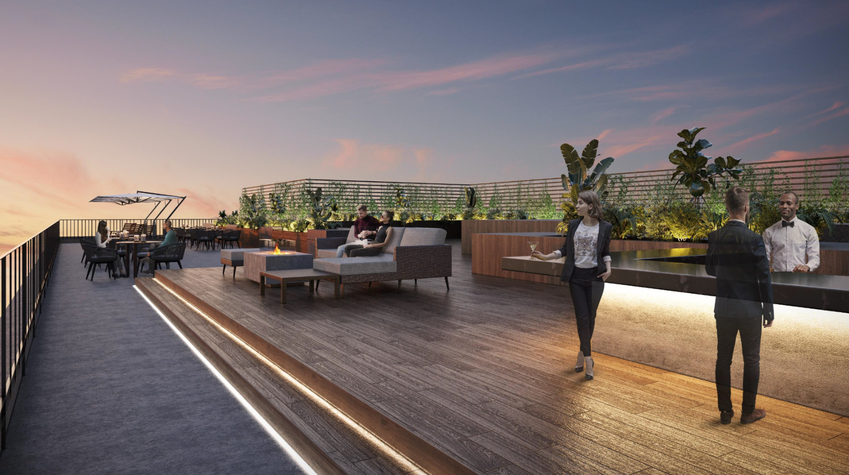 屋外テラスから奈良の景色を望む