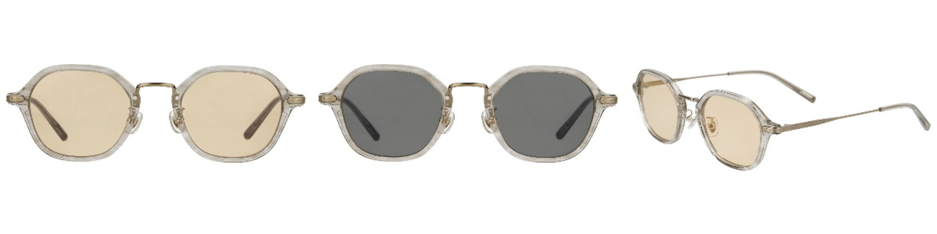 ヘキサゴン型の「ZO231G06」はブラック/グレー（クリア）/ブラウン（ベージュ）の3色展開