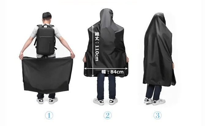 ポータブルレインコートが付属