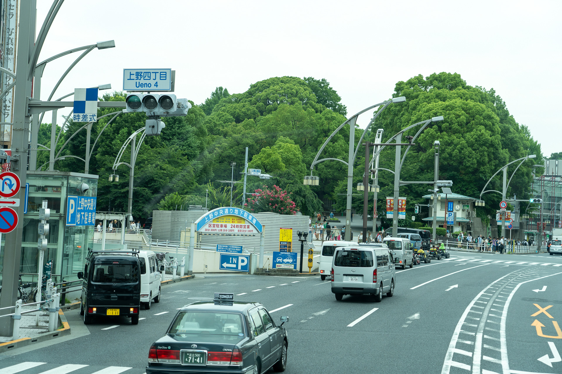 桜の名所、上野を通過