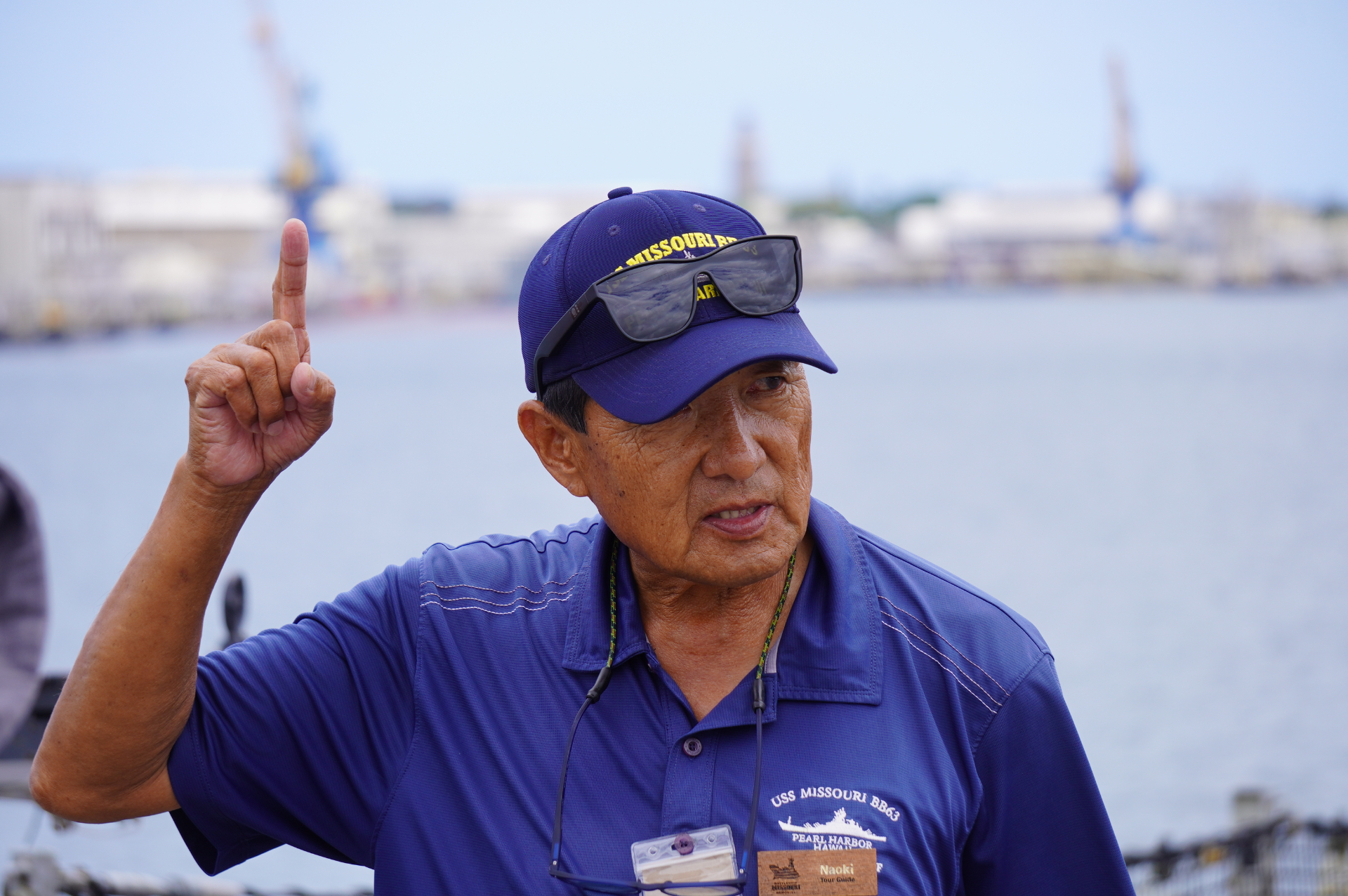 パールハーバーに係留される「戦艦ミズーリ」。巨大な砲塔や戦争の歴史を今に伝える貴重な資料を展示