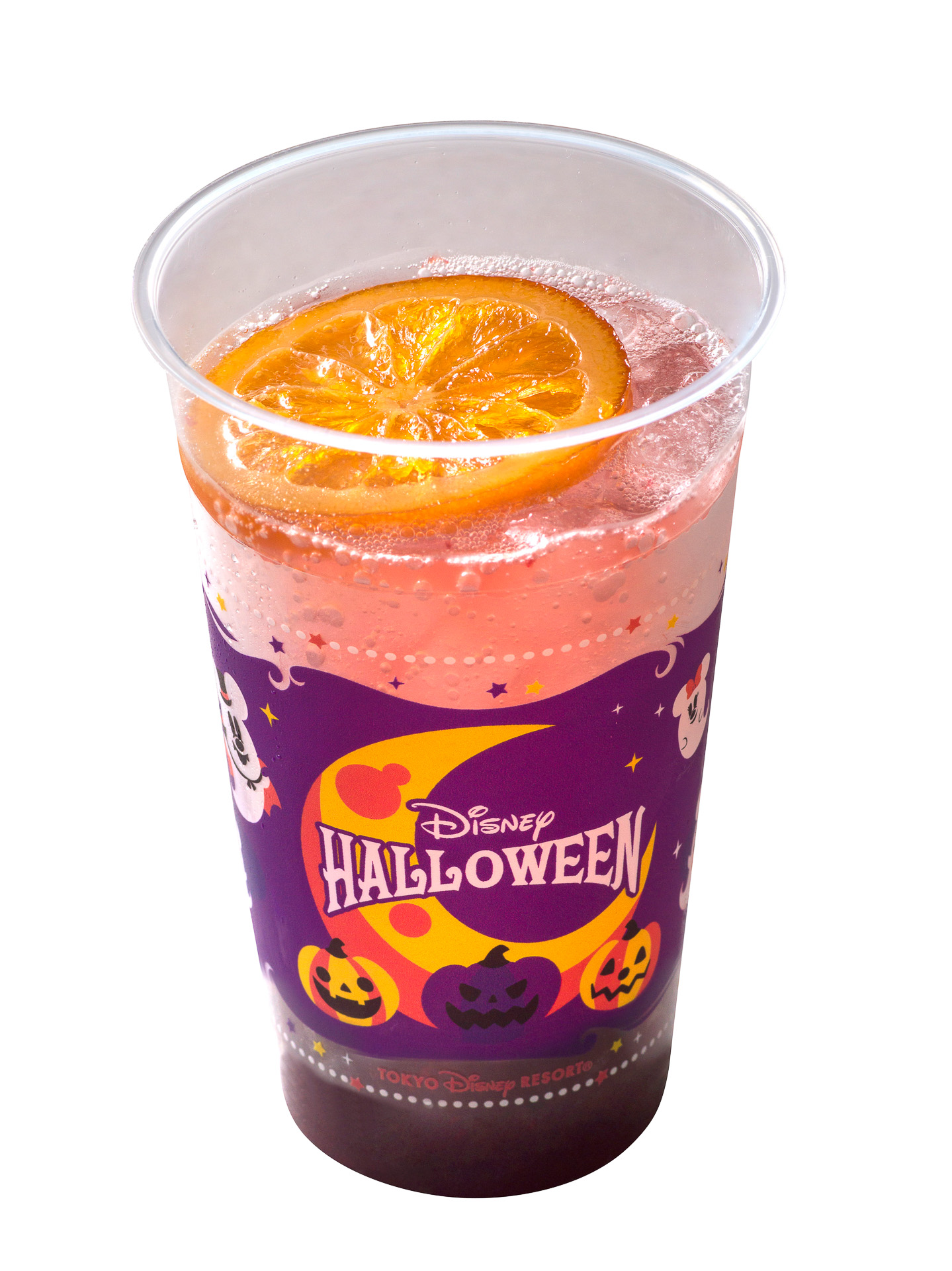 混ぜると赤紫色に変化、スライスオレンジもトッピング