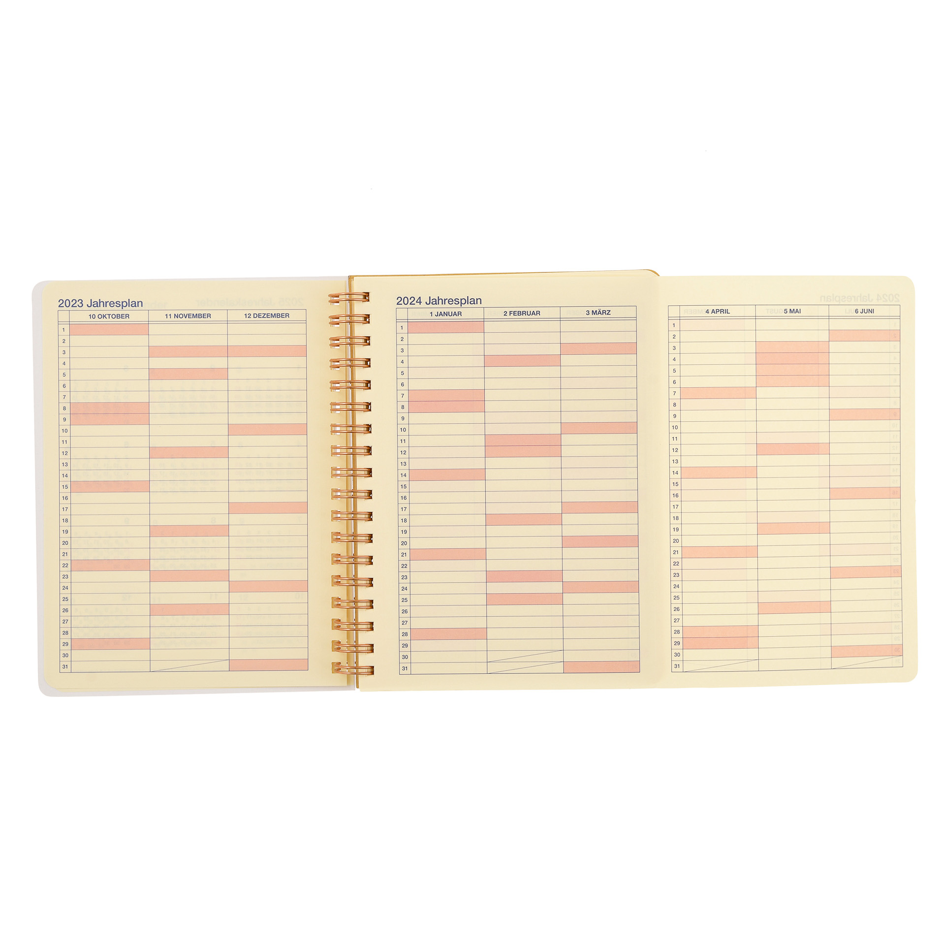 3か月、半年ごとのスケジュールが一度に確認できる