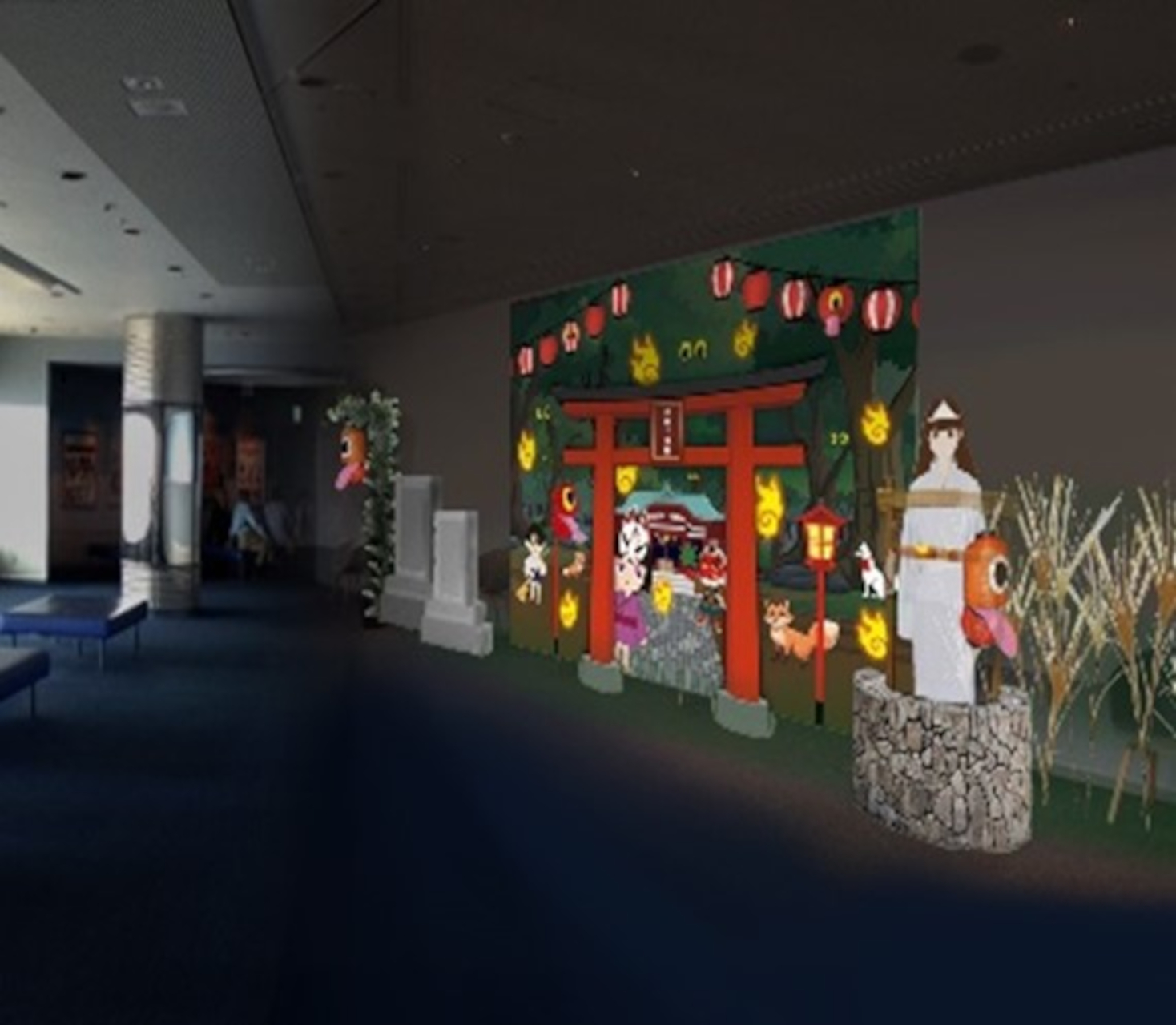 スカイガーデンのスタッフがおばけに扮して来場者を案内