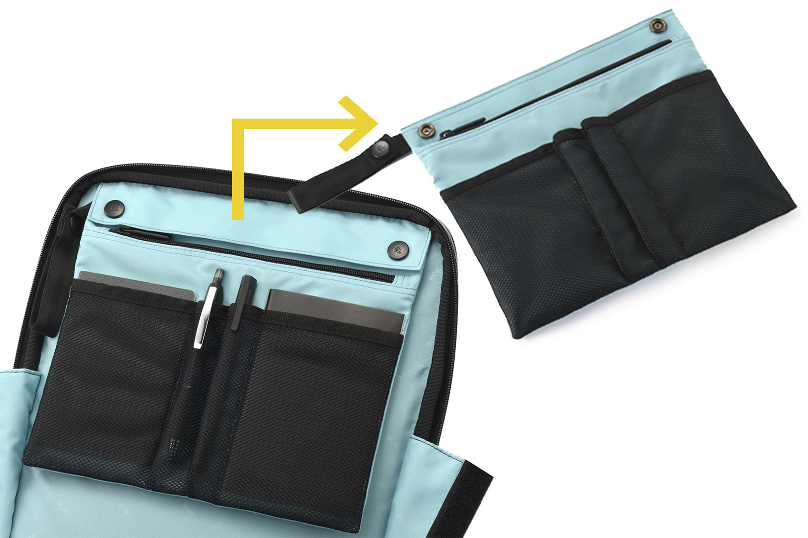 着脱可能なオーガナイザーポーチ