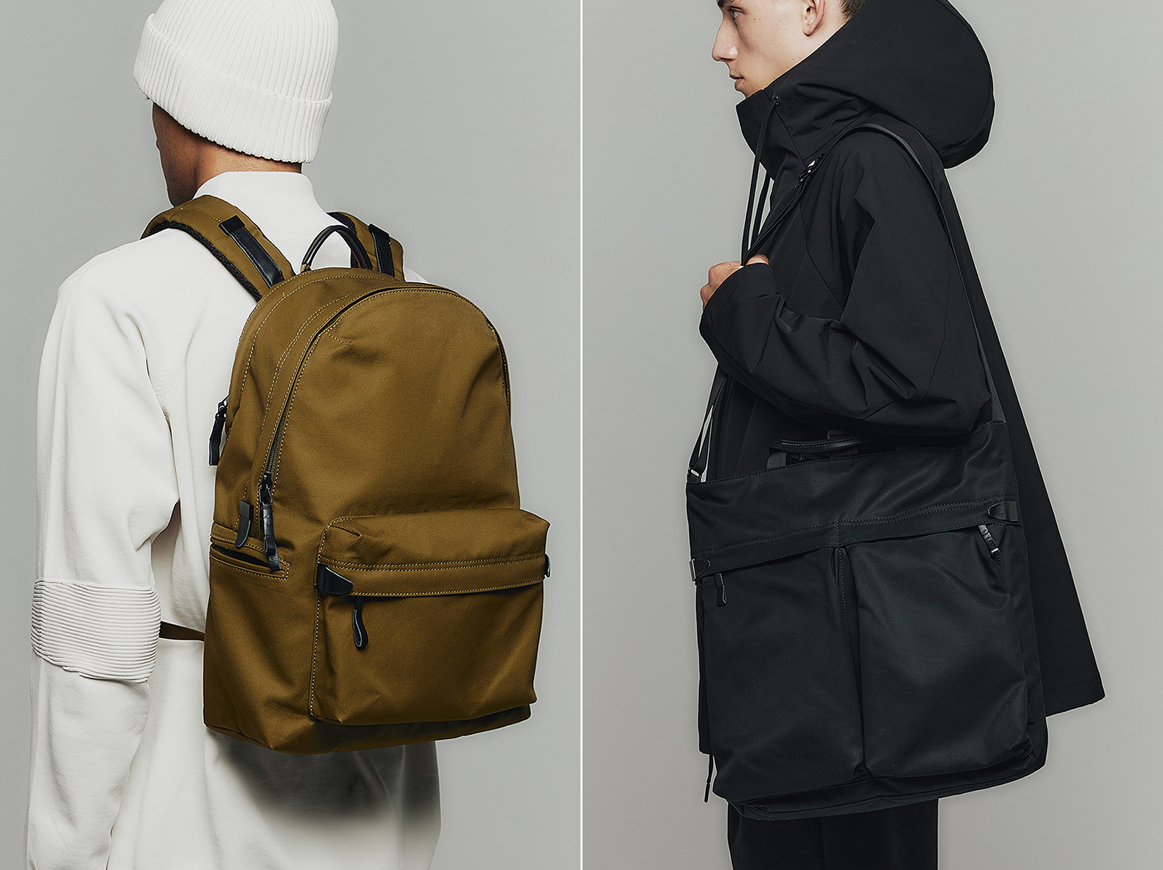 優れた耐水性が最大の特徴で、コットンならではの経年変化を楽しめるバッグシリーズ