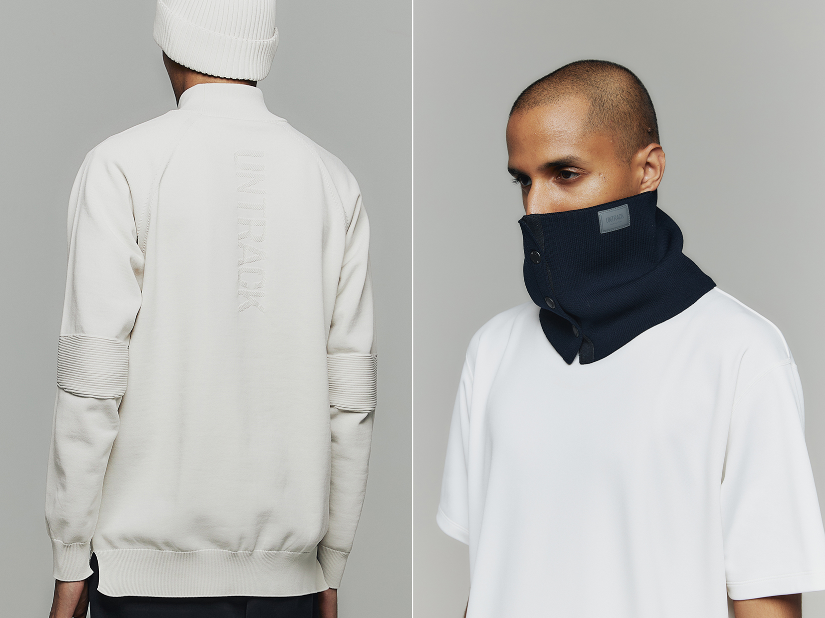 同じ糸使いでニットキャップ、アームカバー、ネックウォーマーも展開しており、すべて同色で組み合わせたリンクコーディネートも可能。家庭で洗濯可能（2万2000円）