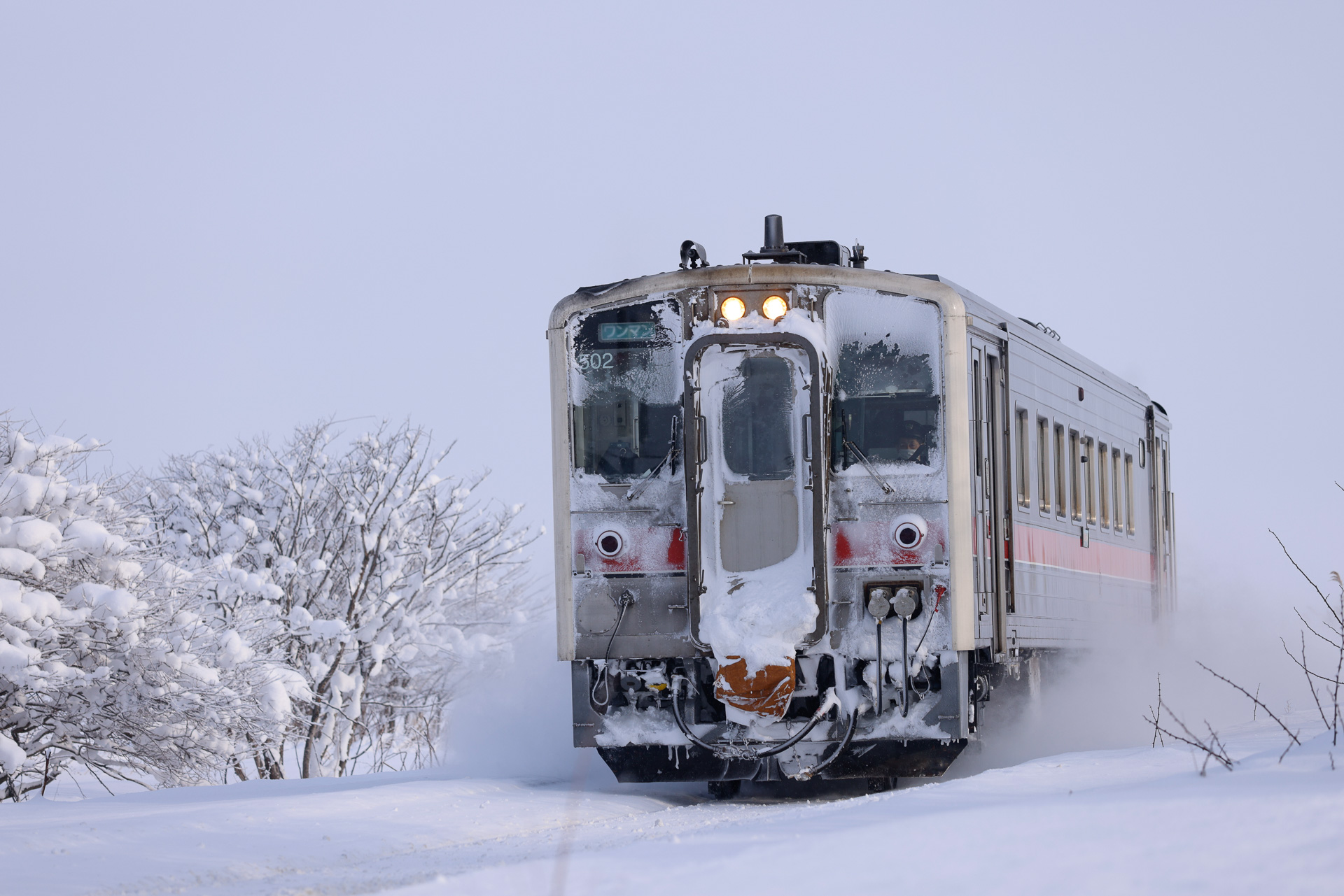 雪を舞い上げて走る列車は“絵になる”のだが、降雪は輸送障害の原因でもある。例えば、床下に付着した雪塊は窓の破損や分岐器不転換の原因になり得る