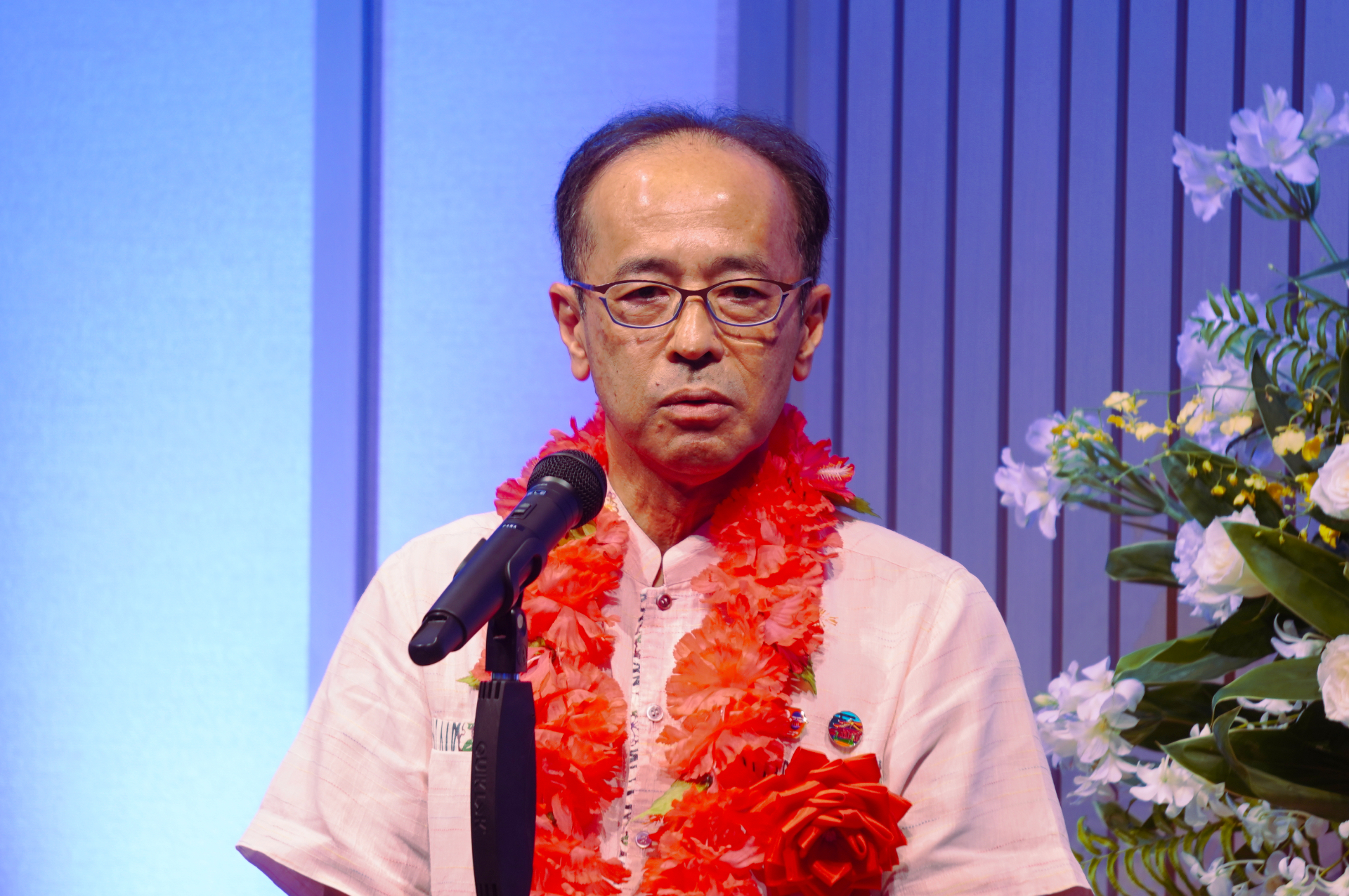 一般社団法人沖縄観光コンベンションビューロー 会長で、宮古島出身の下地芳郎氏が乾杯の挨拶。「自然豊かな地域だが、昔はなかなか子供が来られるような土地ではなかった。開発の長い時間を経てこのように素晴らしい場所に生まれ変わり大変うれしく思う」