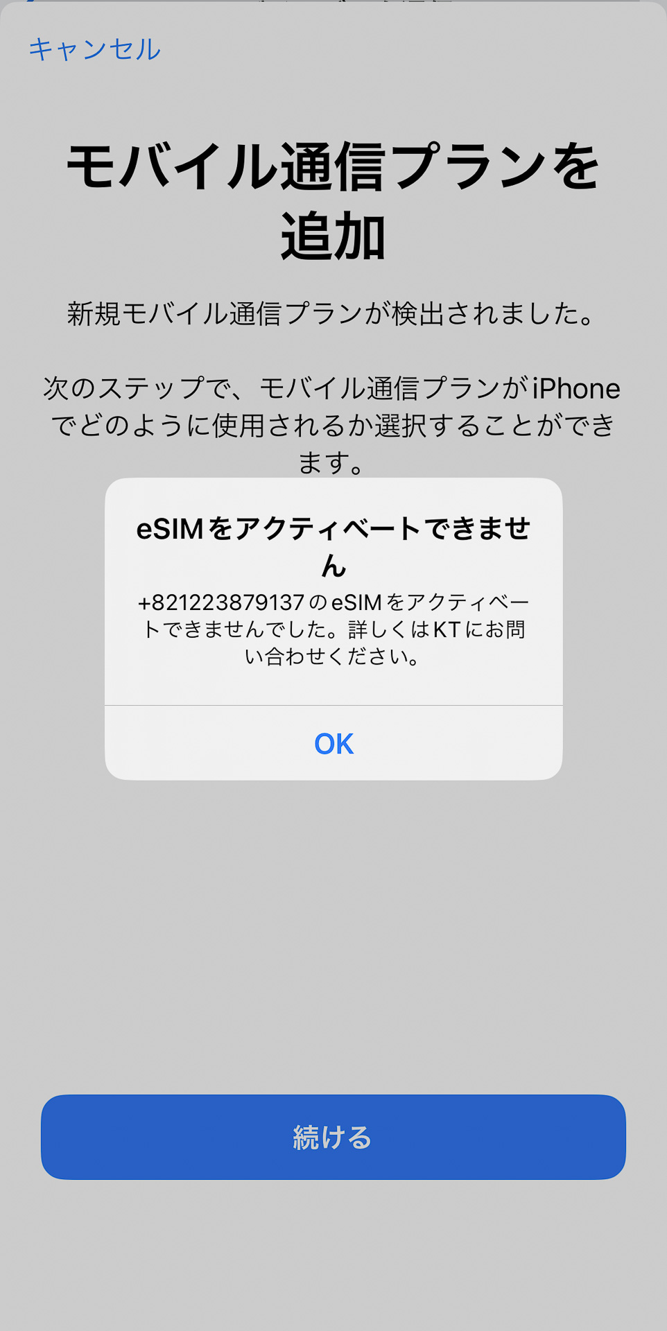 日本ではこのように表示されますが、次のステップの「有効化」をすれば韓国で利用できるのでご安心を