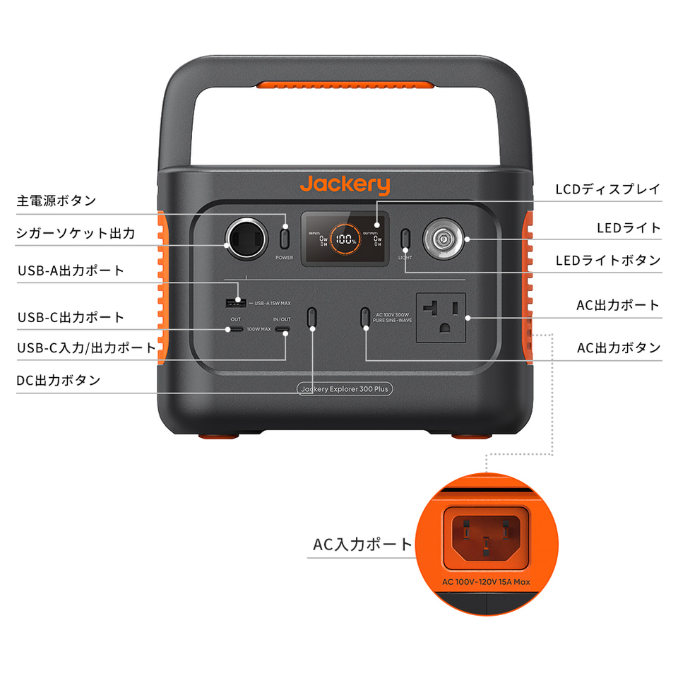 Jackery ポータブル電源 Explorer 300 Plus Jackery Solar Generator 300Plus 100Wポータブル電源ソーラー