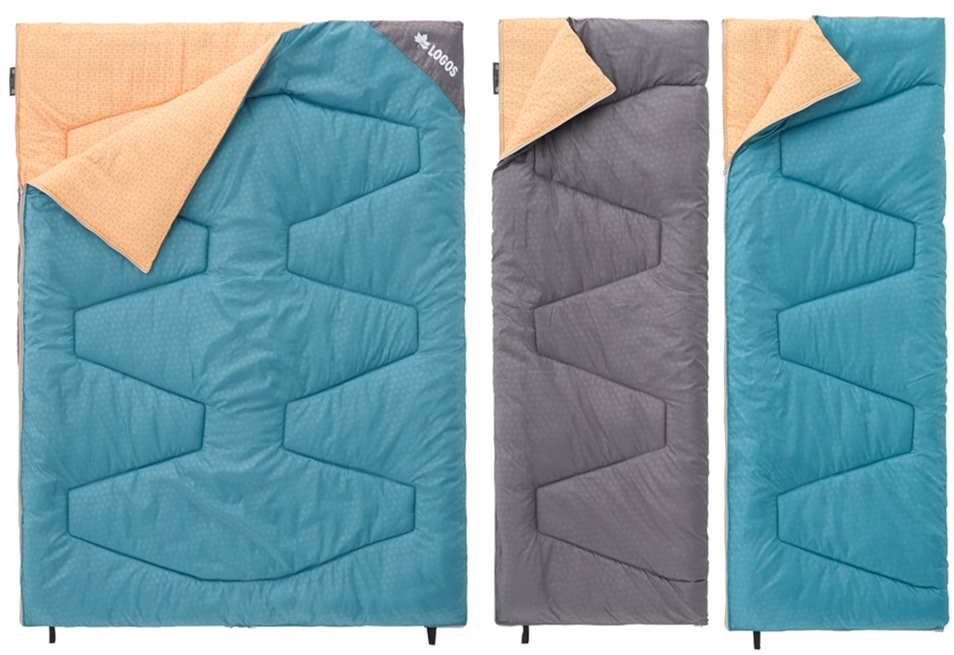 分離すれば2つの寝袋に。1人分の寝袋サイズは190×71cm